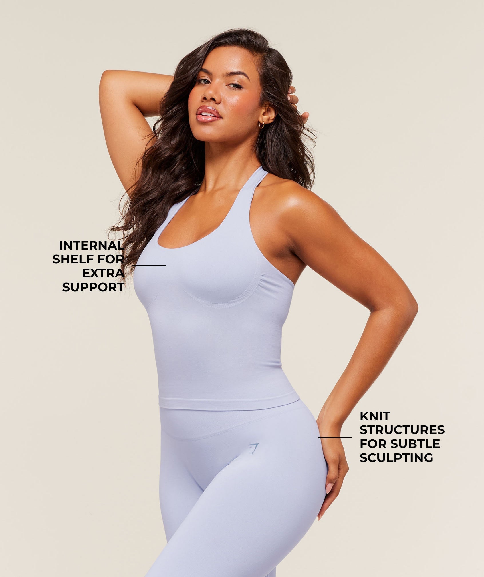 Gymshark Soft Sculpt Halterneck Tank With Shelf - Peri Blue
