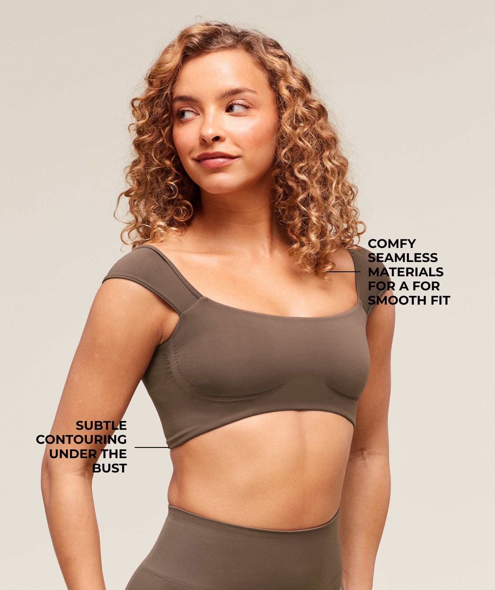 Gymshark Soft Sculpt Cap Sleeve Bralette - Walnut Brown