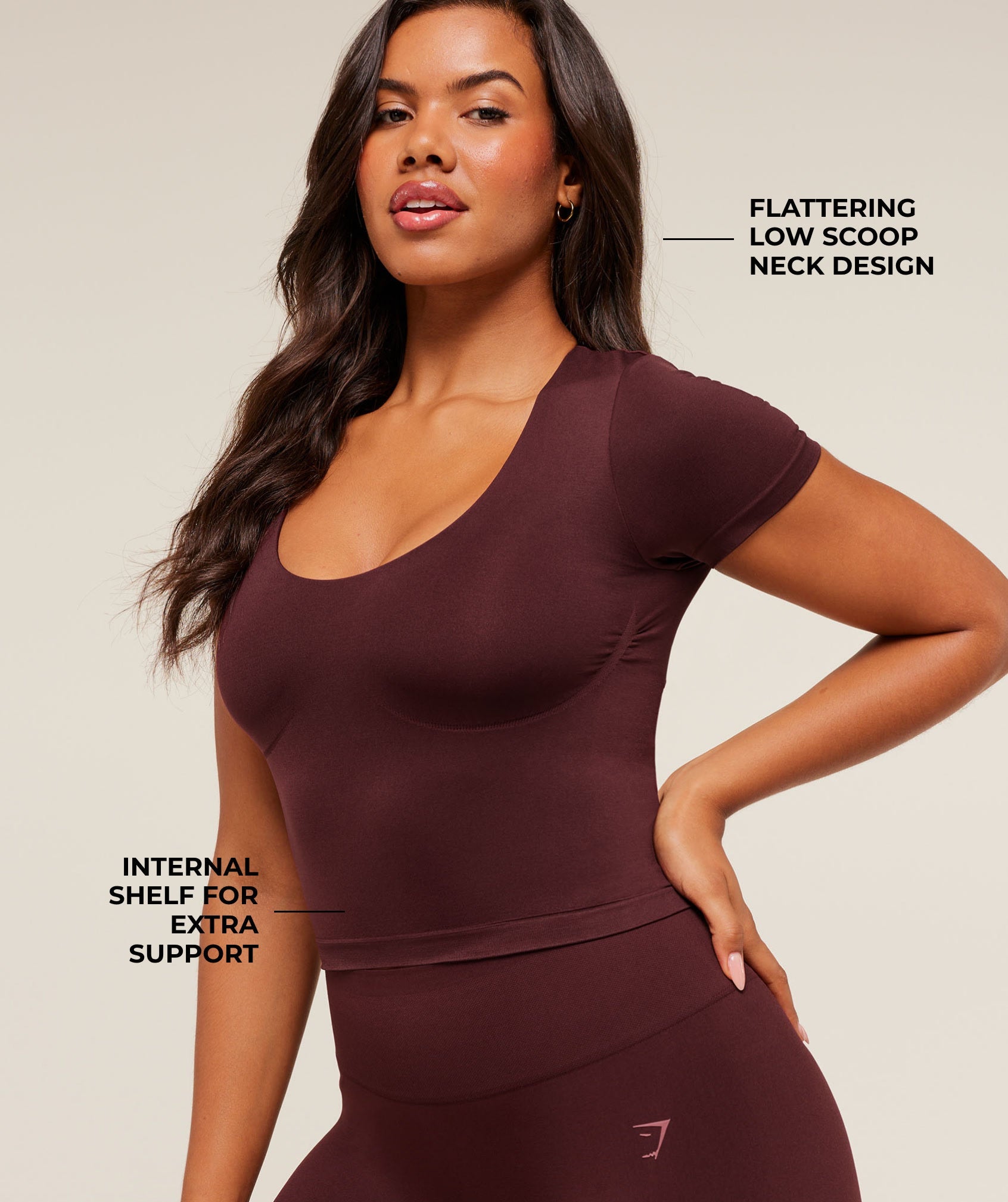 Gymshark Soft Sculpt T-Shirt With Shelf - Rich Maroon