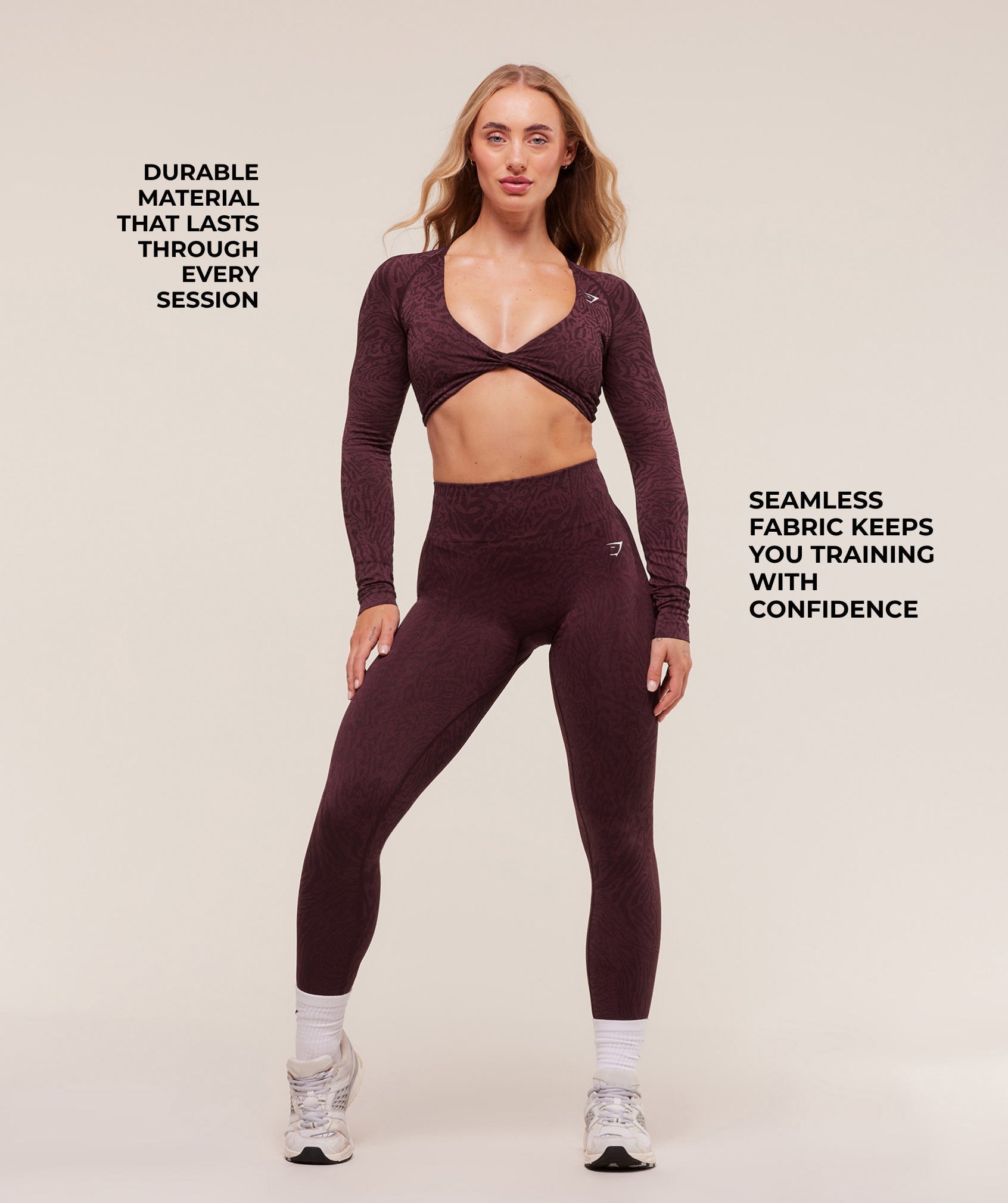Gymshark Adapt Animal Long Sleeve Crop Top - Cherry Purple/Reset Pink