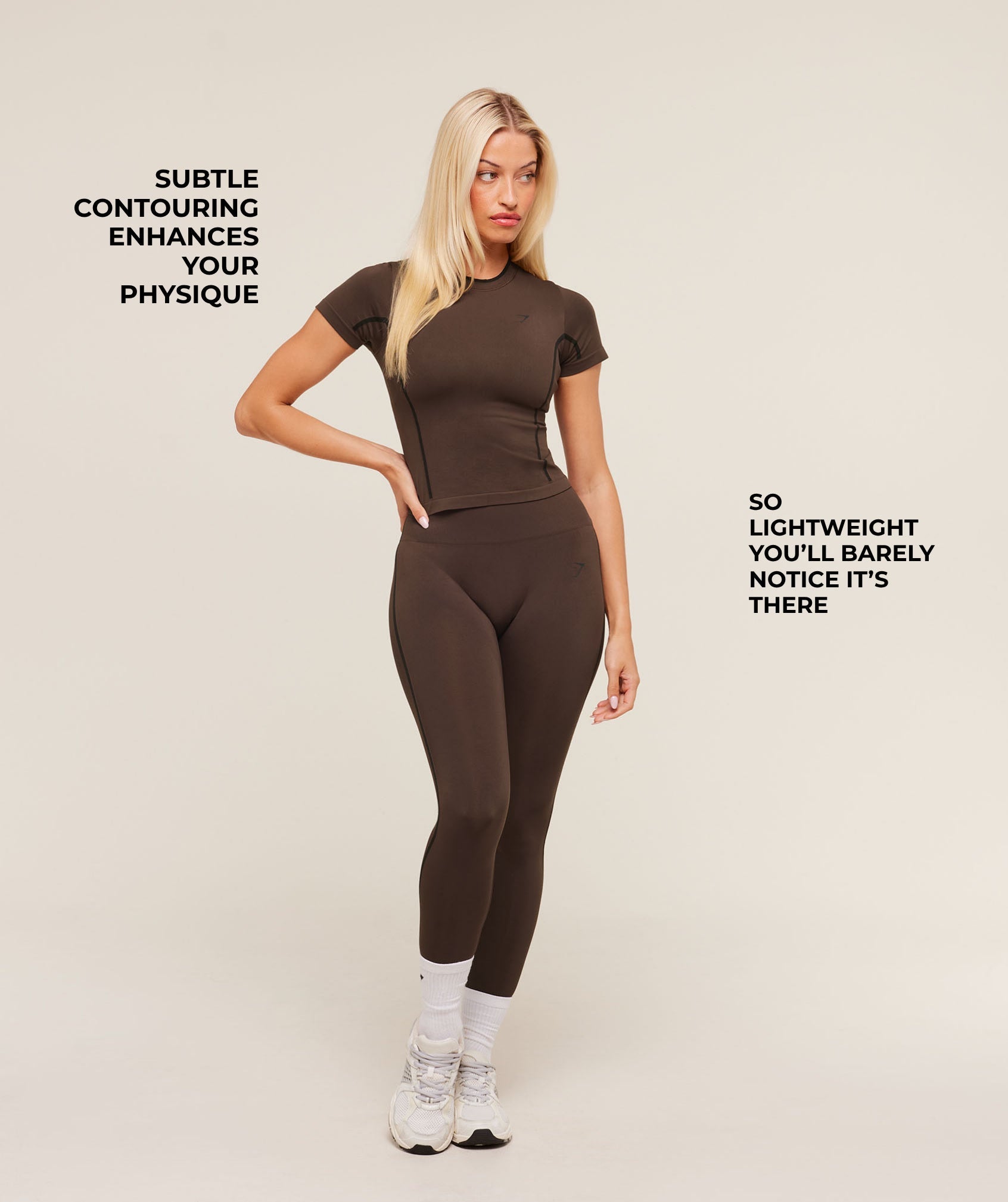 Gymshark Everyday Seamless Contrast Tee - GS Archive Brown/GS Black