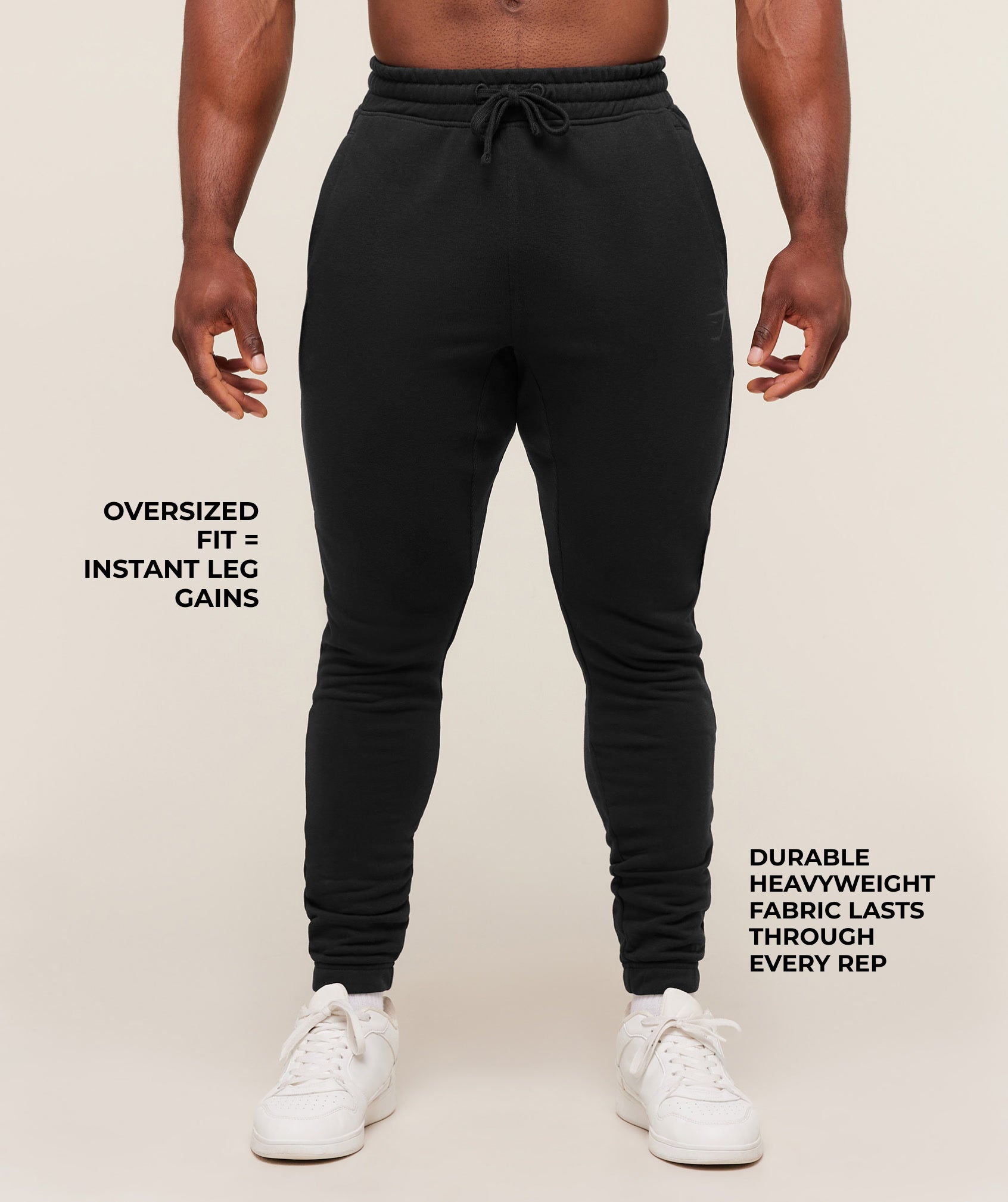 Gymshark Power Wordmark Joggers - Black/Asphalt Grey