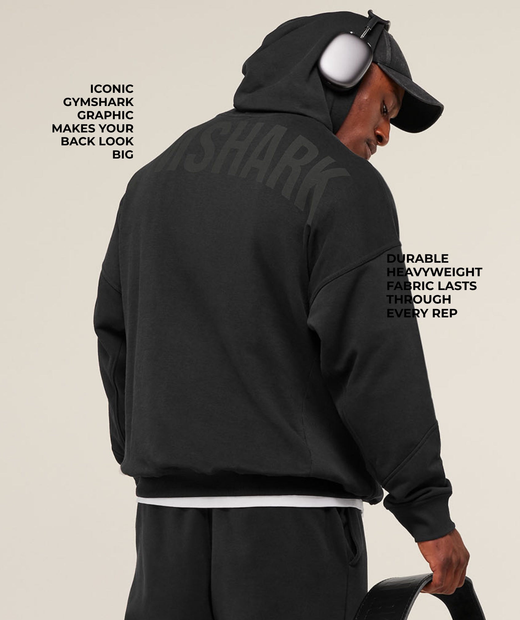 Gymshark Power Hoodie - Black/Asphalt Grey