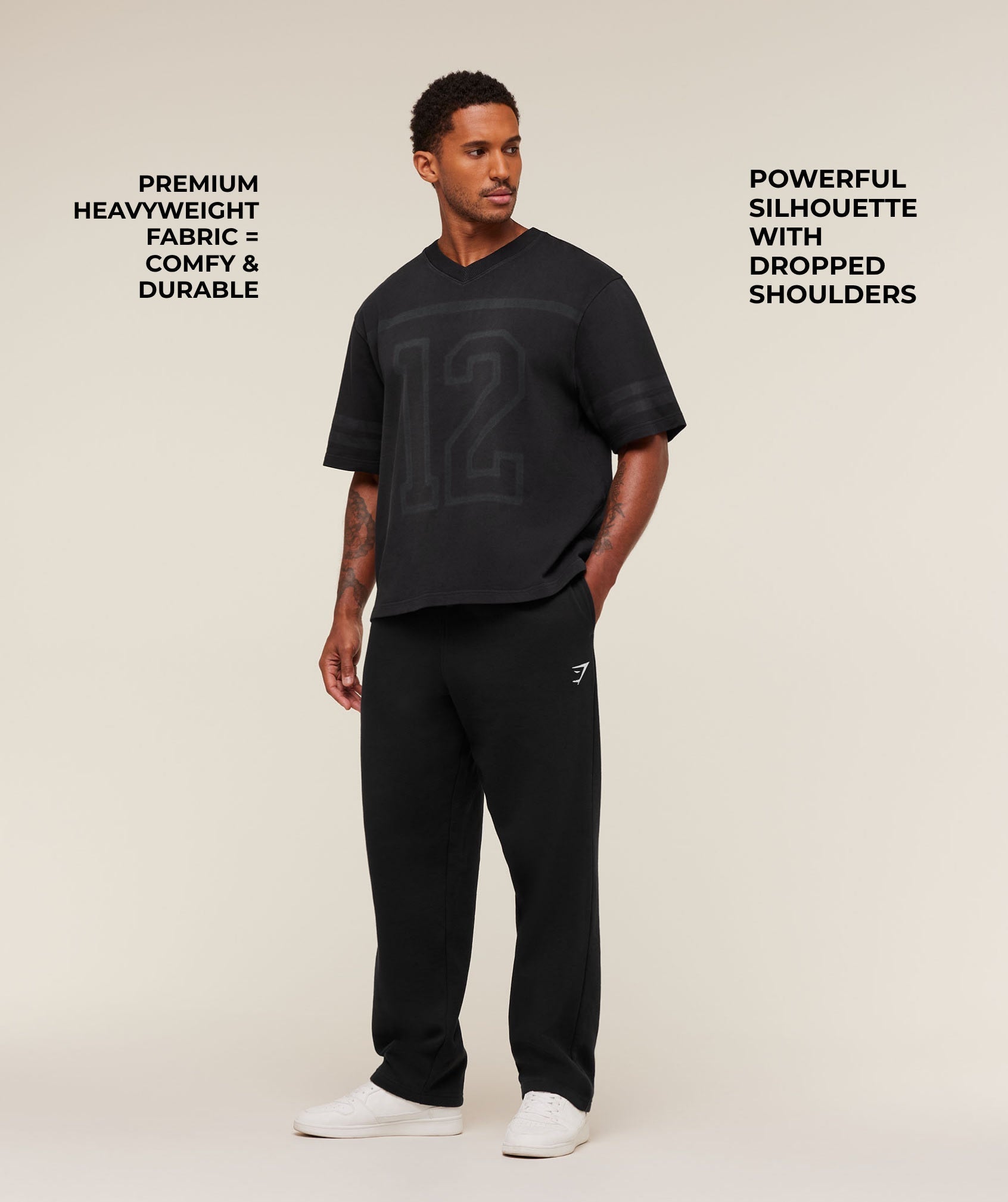 Gymshark Collegiate Washed Jersey T-Shirt - Black