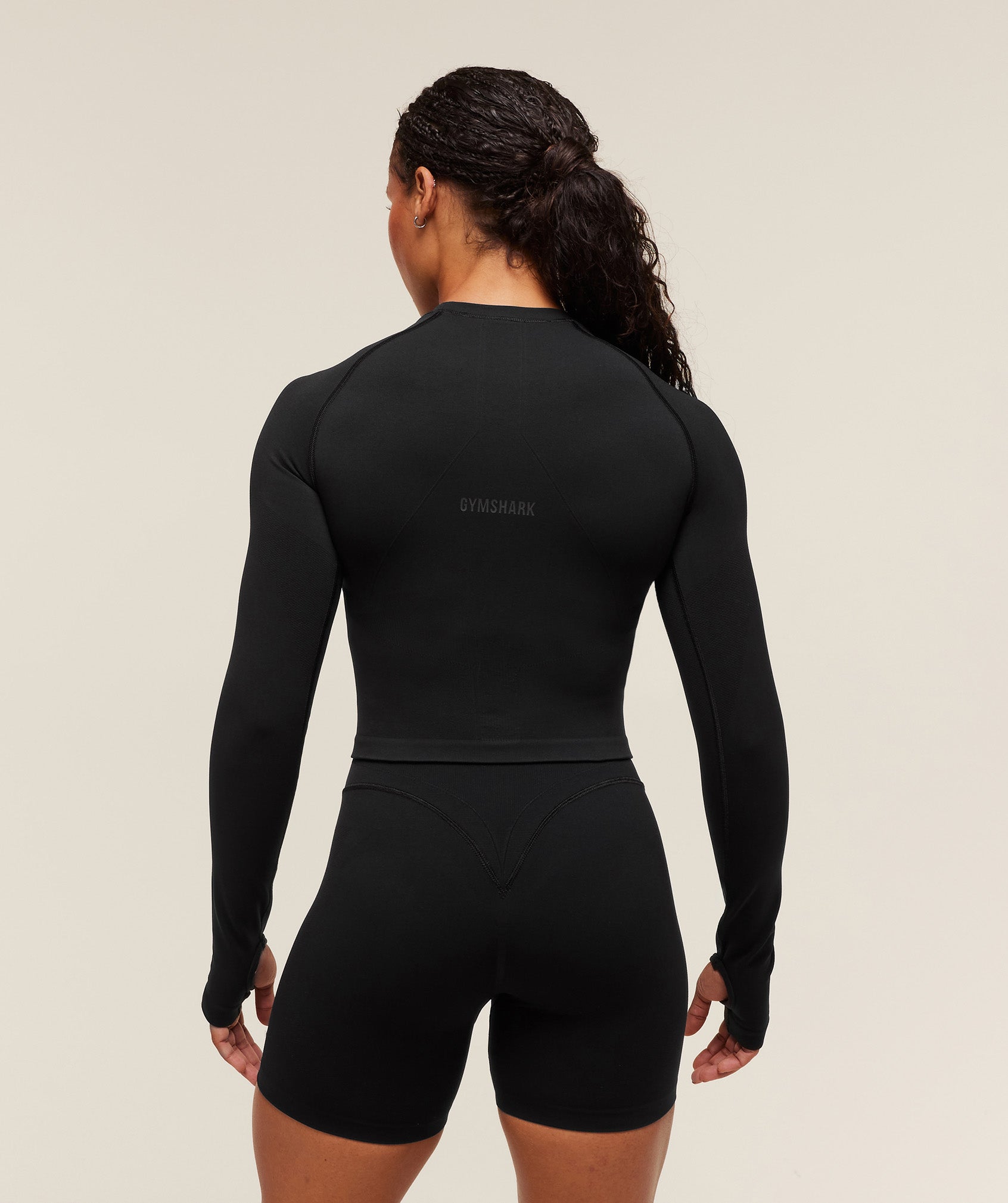 Gymshark Activate Long Sleeve Crop Top - Black