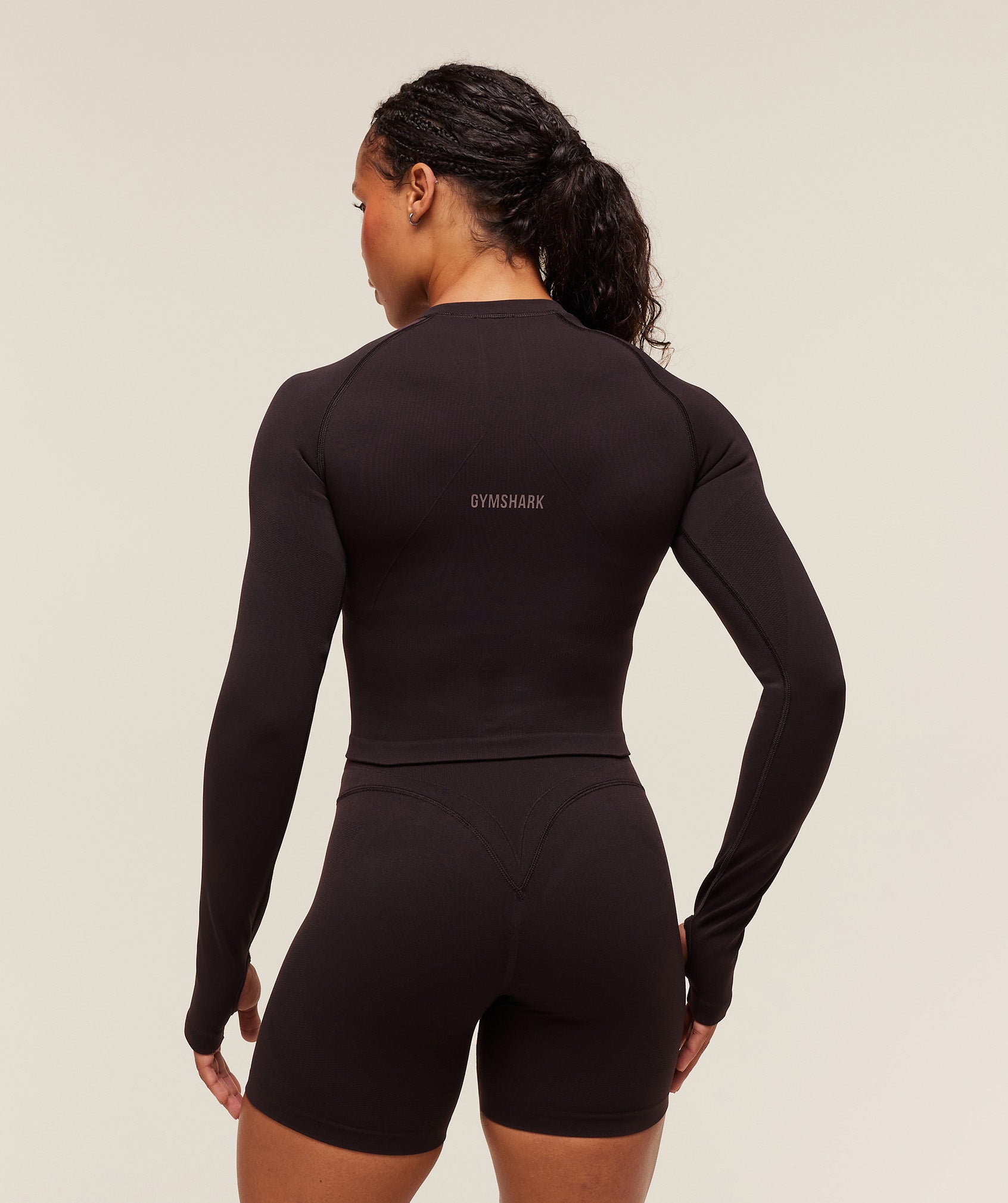 Gymshark Activate Long Sleeve Crop Top - Plum Brown