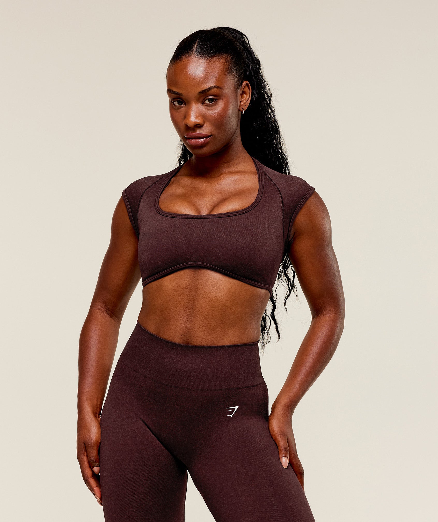 Gymshark Adapt Fleck x Whitney Short Sleeve Crop Top - Cherry Purple/Rich Maroon