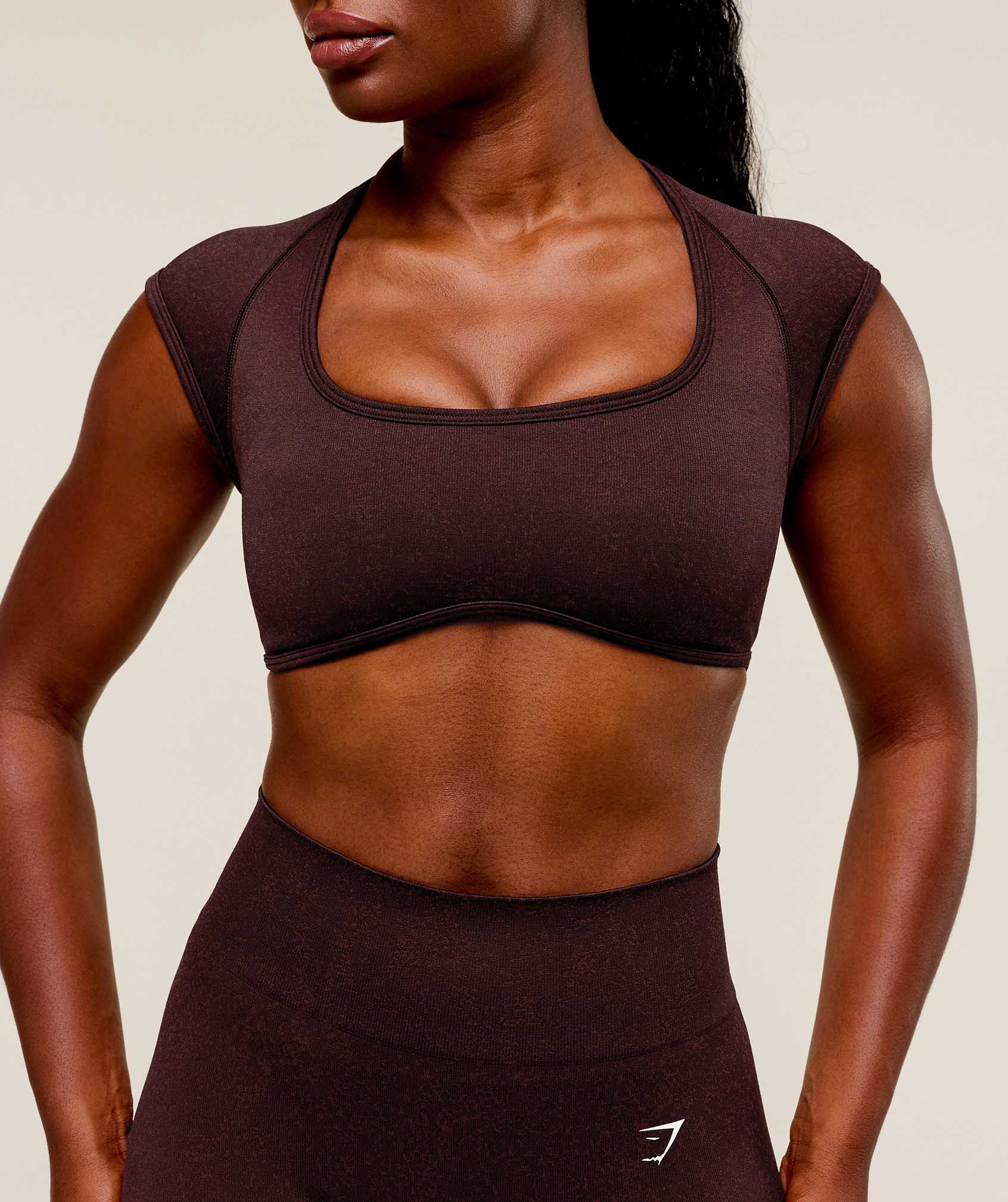 Gymshark Adapt Fleck x Whitney Short Sleeve Crop Top - Cherry Purple/Rich Maroon