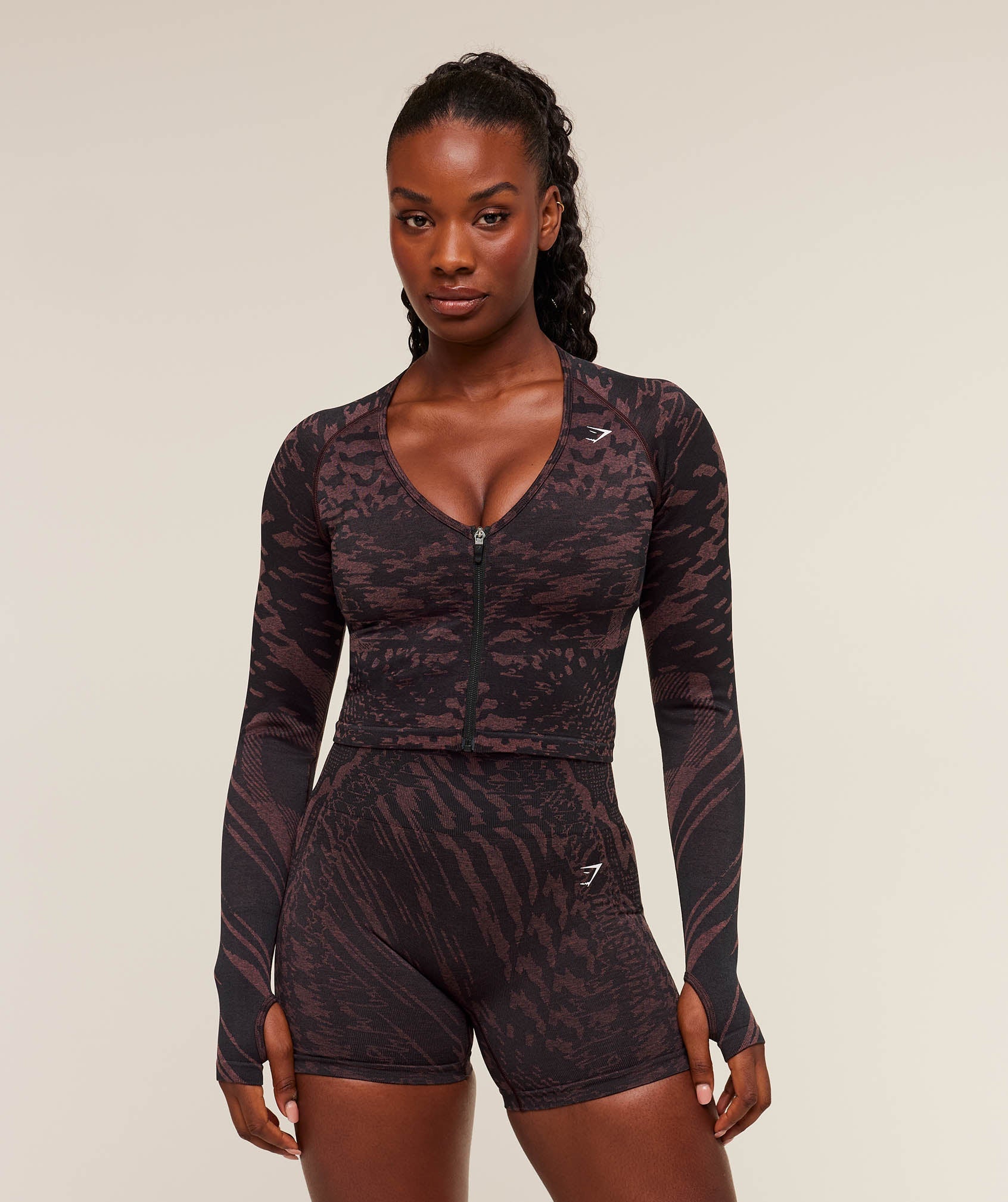 Gymshark Adapt Houndstooth Jacket - Black/Reset Pink