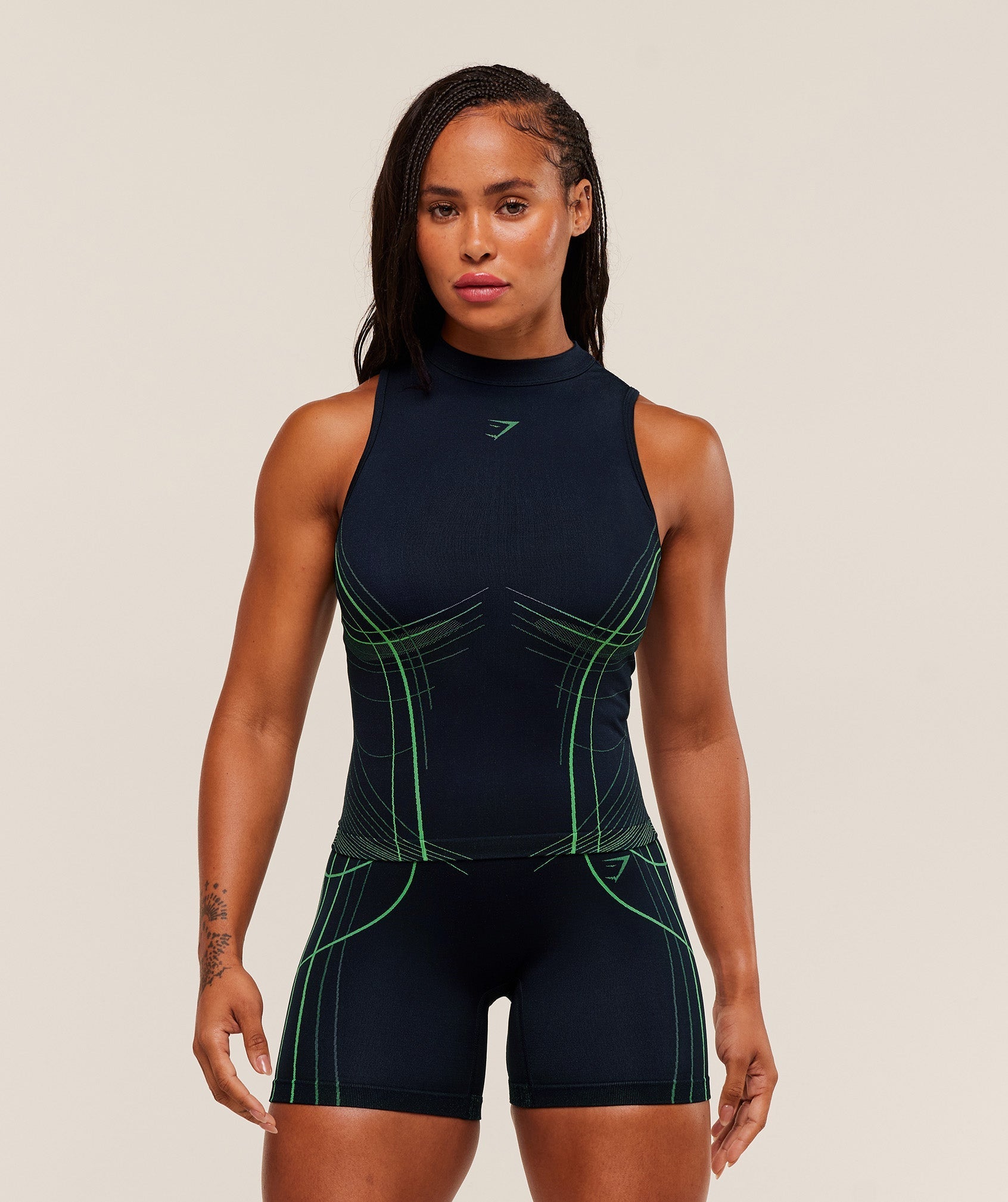 Gymshark Apex Seamless Tank - Heavy Blue/Active Green