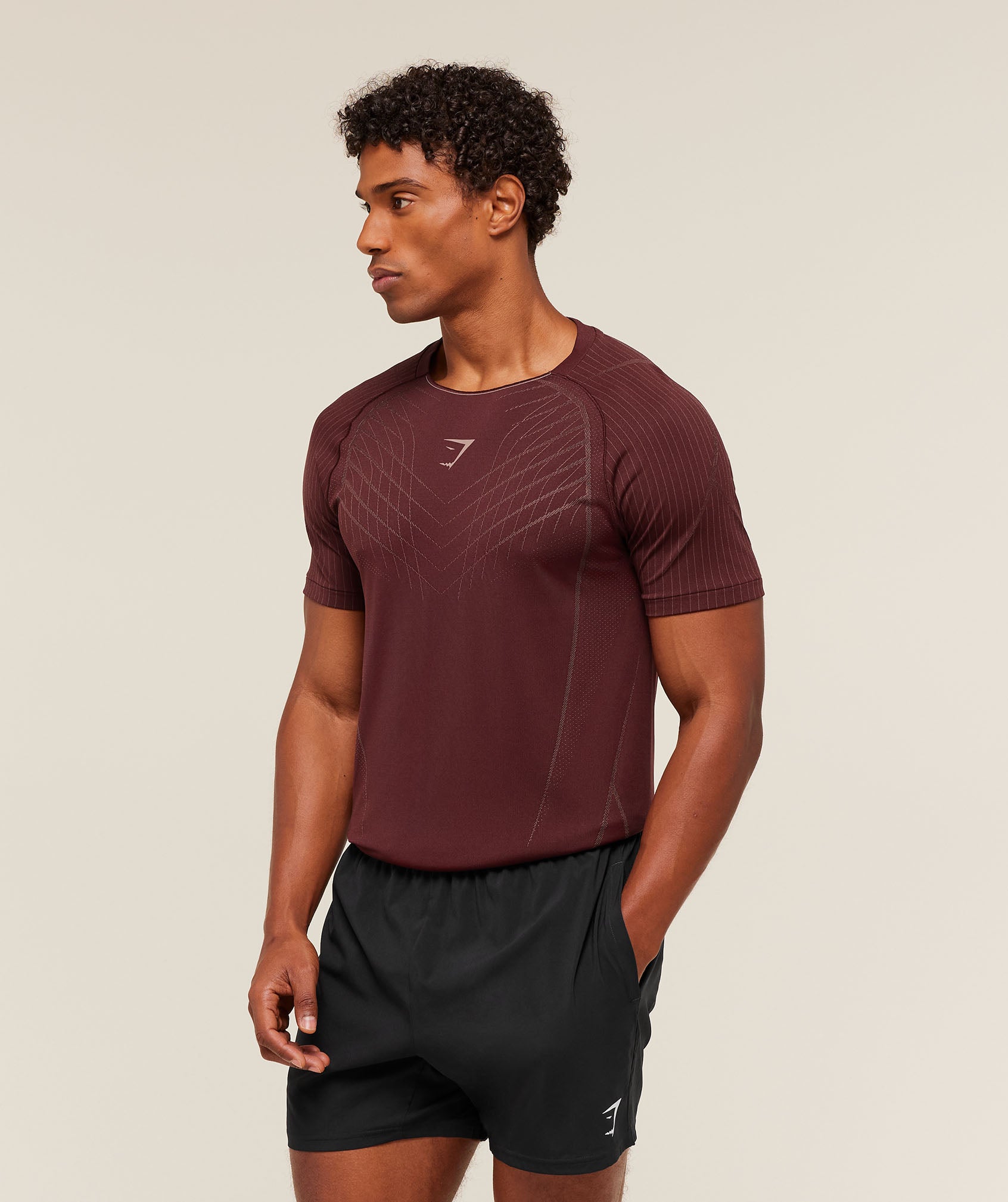 Gymshark Apex Seamless T-Shirt - Rich Maroon/Chestnut Pink