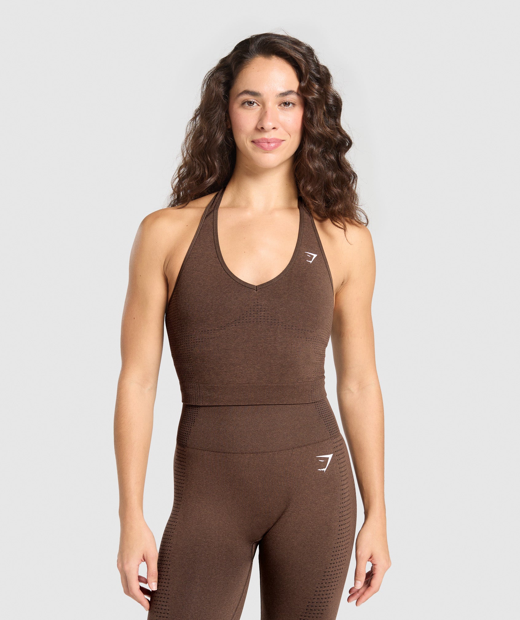 Gymshark Vital Halter Neck Tank With Shelf - Espresso Marl
