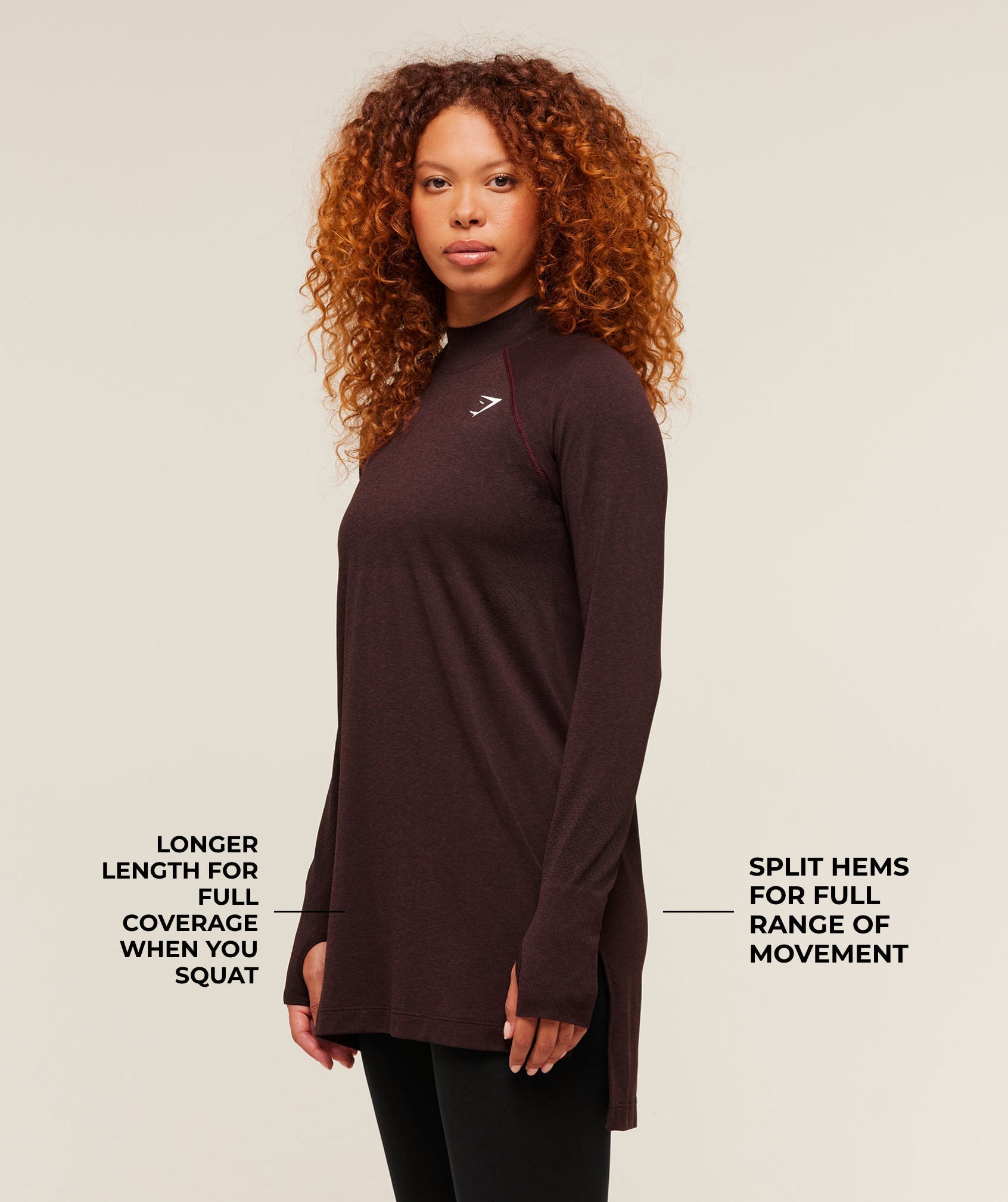Gymshark Vital Long Line Top - Rich Maroon/Marl