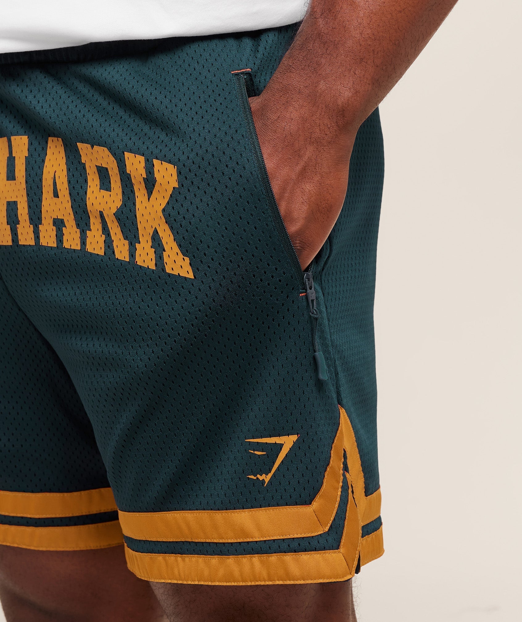 Gymshark Campus Mesh Shorts - Deep Petrol Blue/Antique Gold