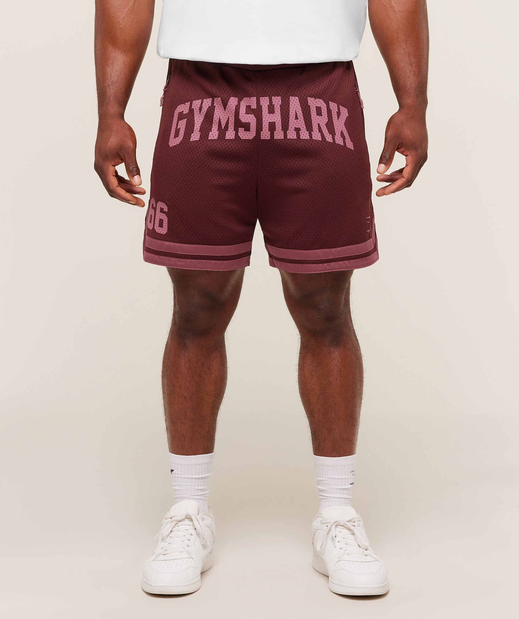 Gymshark Campus Mesh Shorts - Rich Maroon/Reset Pink