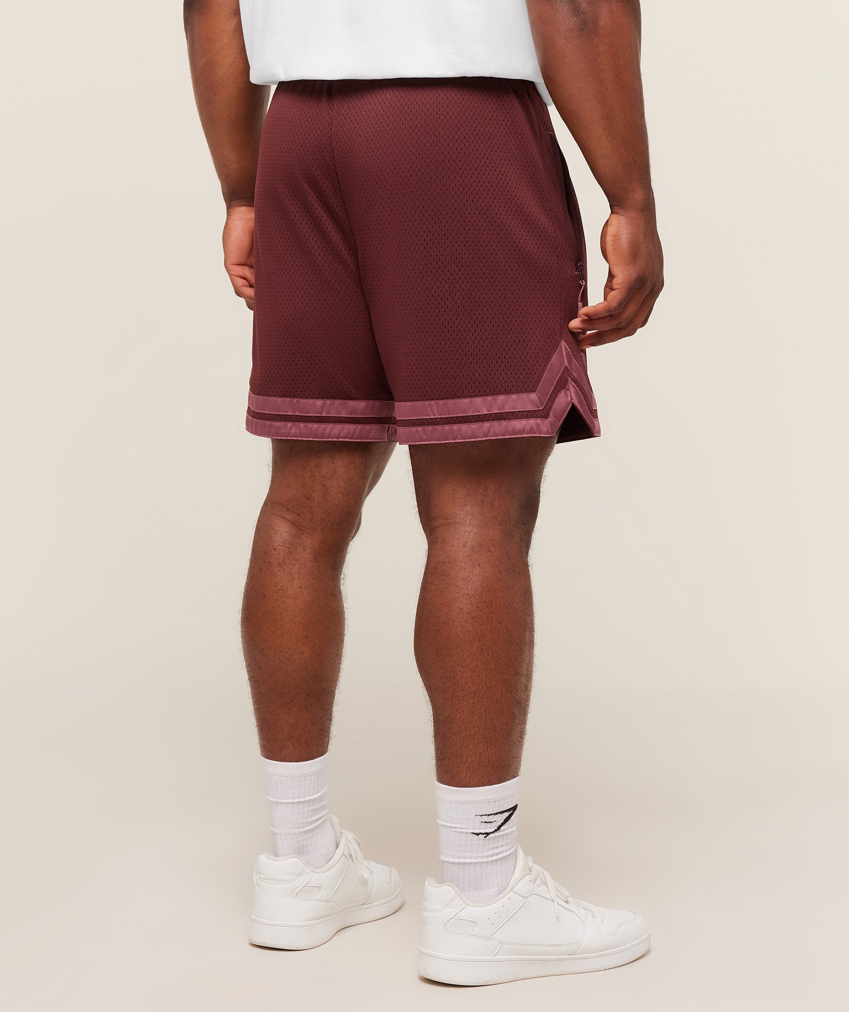 Gymshark Campus Mesh Shorts - Rich Maroon/Reset Pink