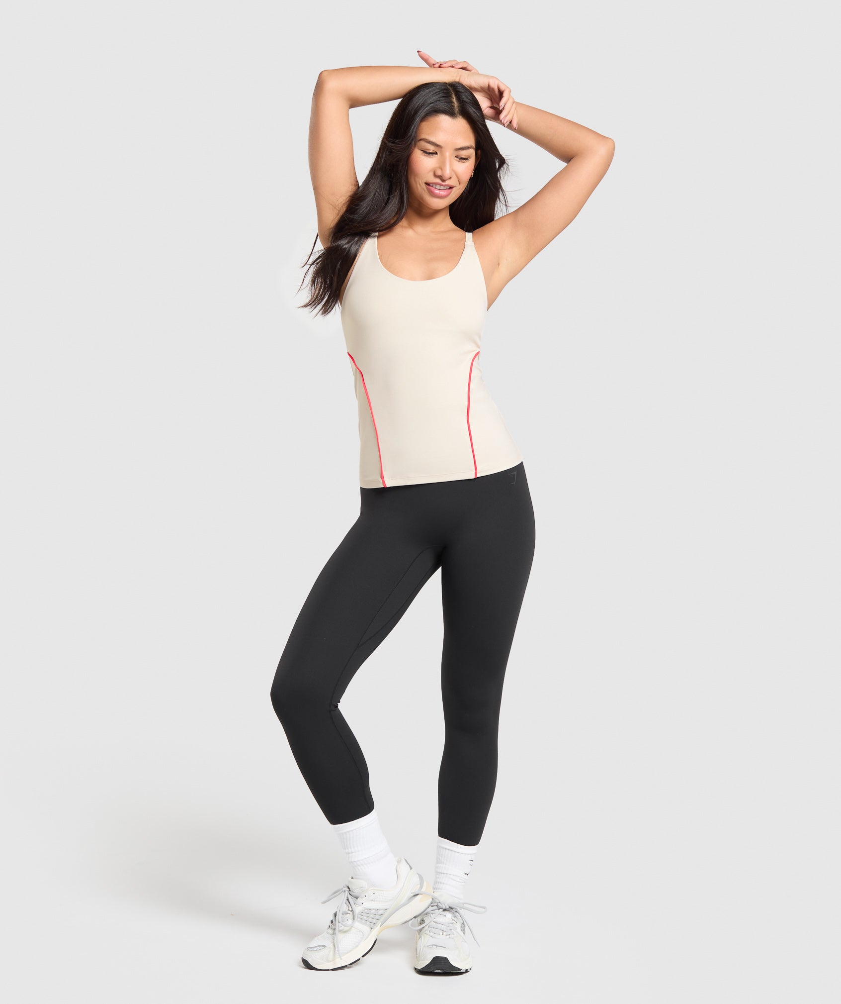 Contour Stitch Tank with Shelf - Oat White