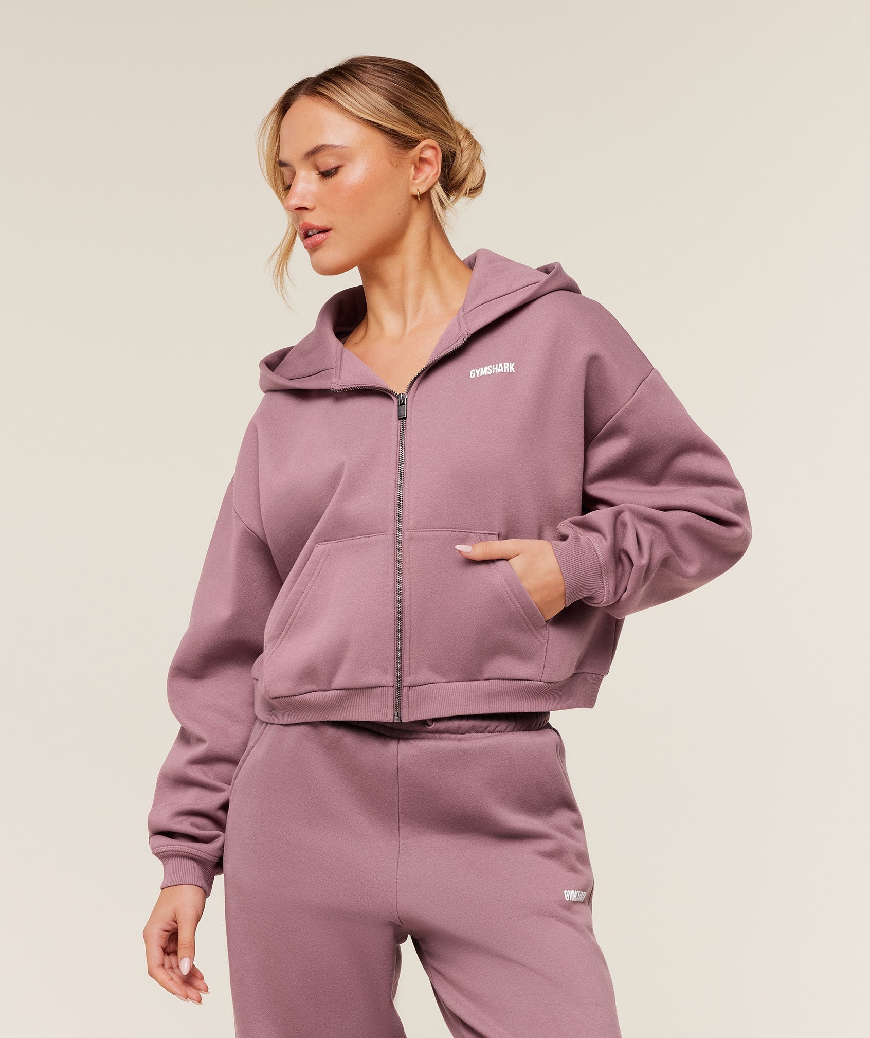 Gymshark Cosy Luxe Zip Through Hoodie - Calm Pink