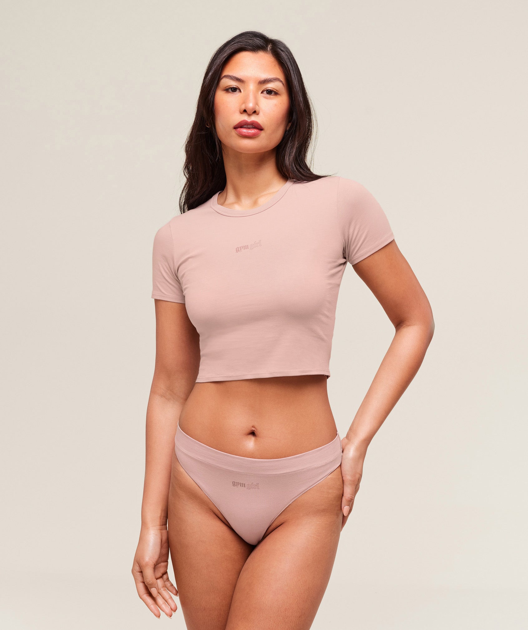 Gymshark Cotton Graphic Midi T-Shirt - Muted Pink