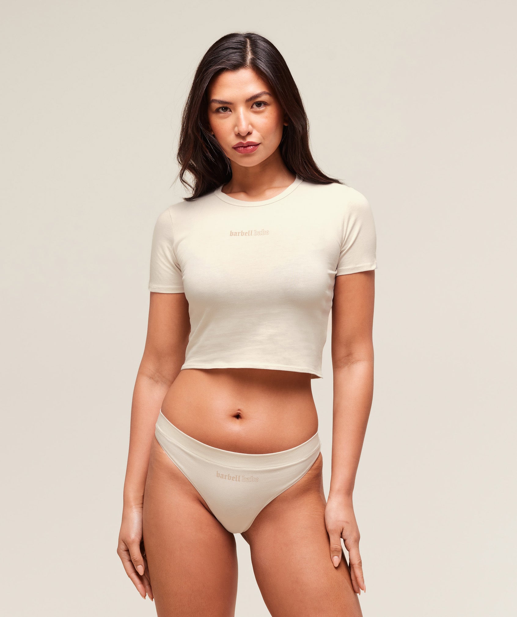 Gymshark Cotton Graphic Midi T-Shirt - Oat White