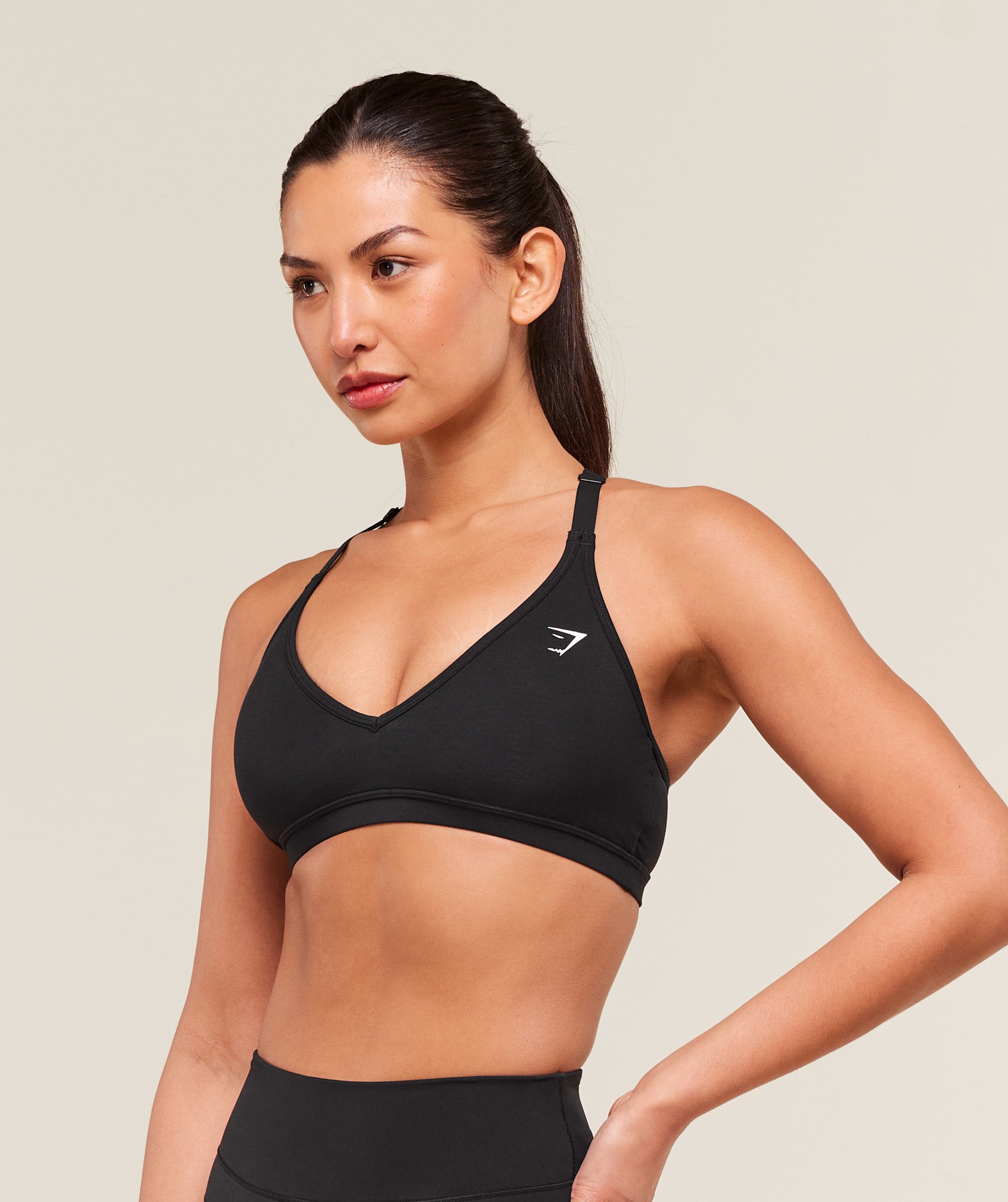 Gymshark Cotton Racerback Sports Bra - Black