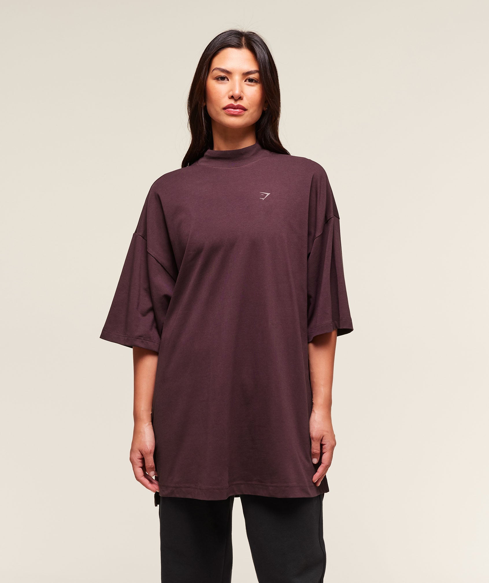 Gymshark Covered Longline Cotton T-Shirt - Cherry Purple