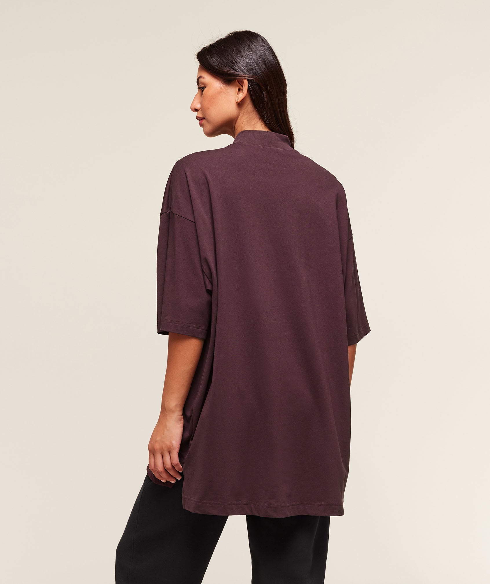 Gymshark Covered Longline Cotton T-Shirt - Cherry Purple