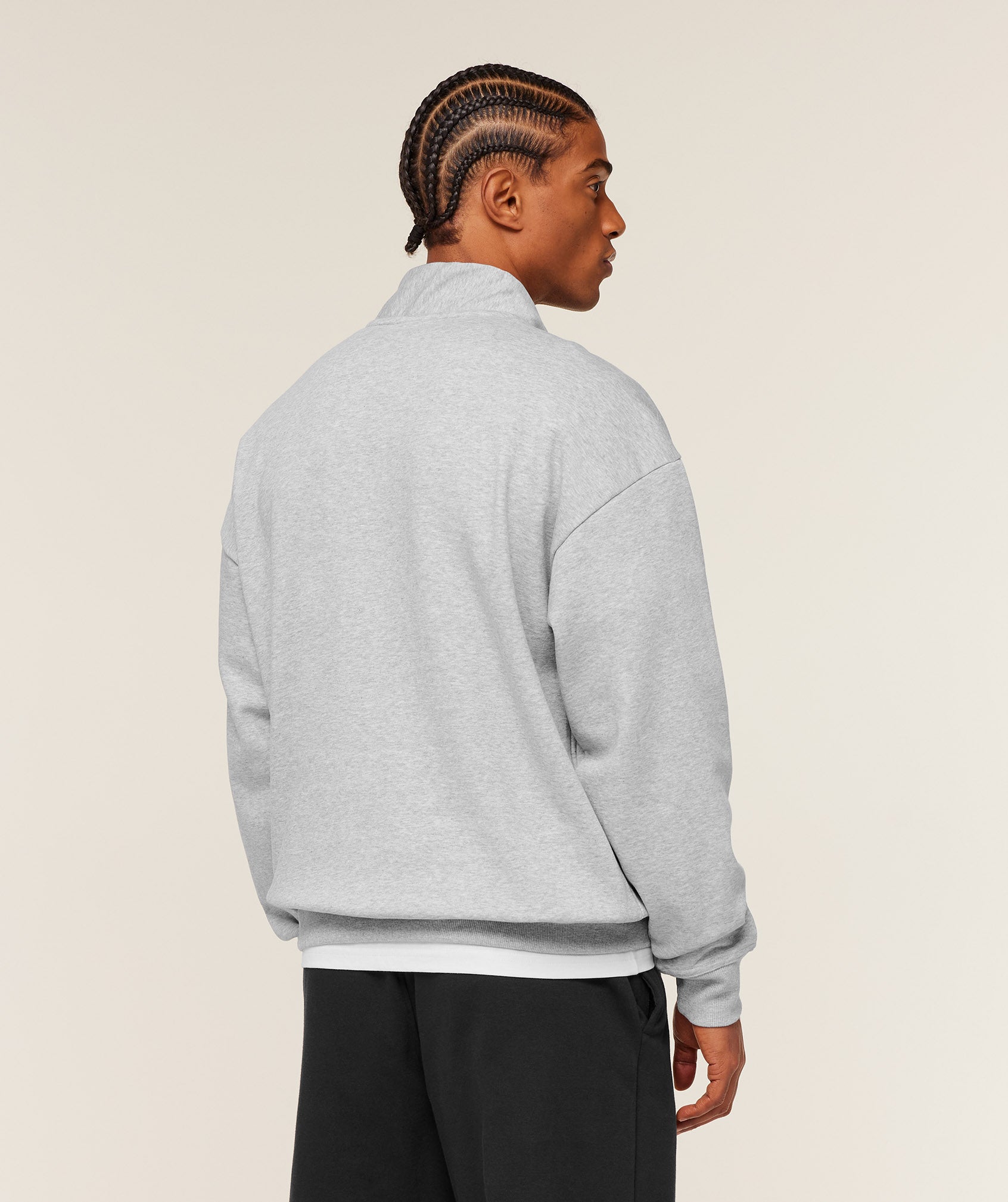 Gymshark Crest 1/4 Zip - Light Grey Core Marl