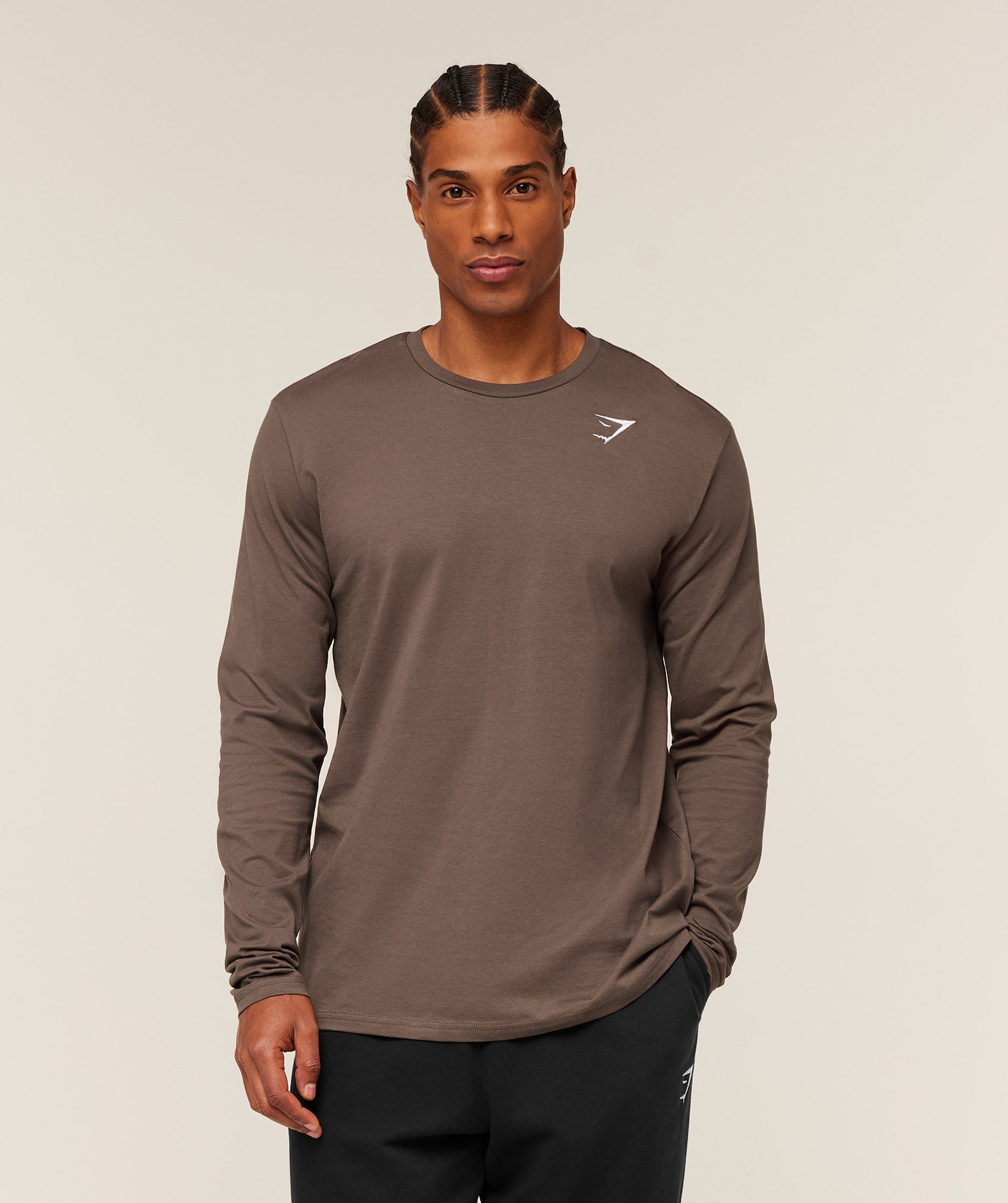 Gymshark Crest Long Sleeve T-Shirt - Soft Brown