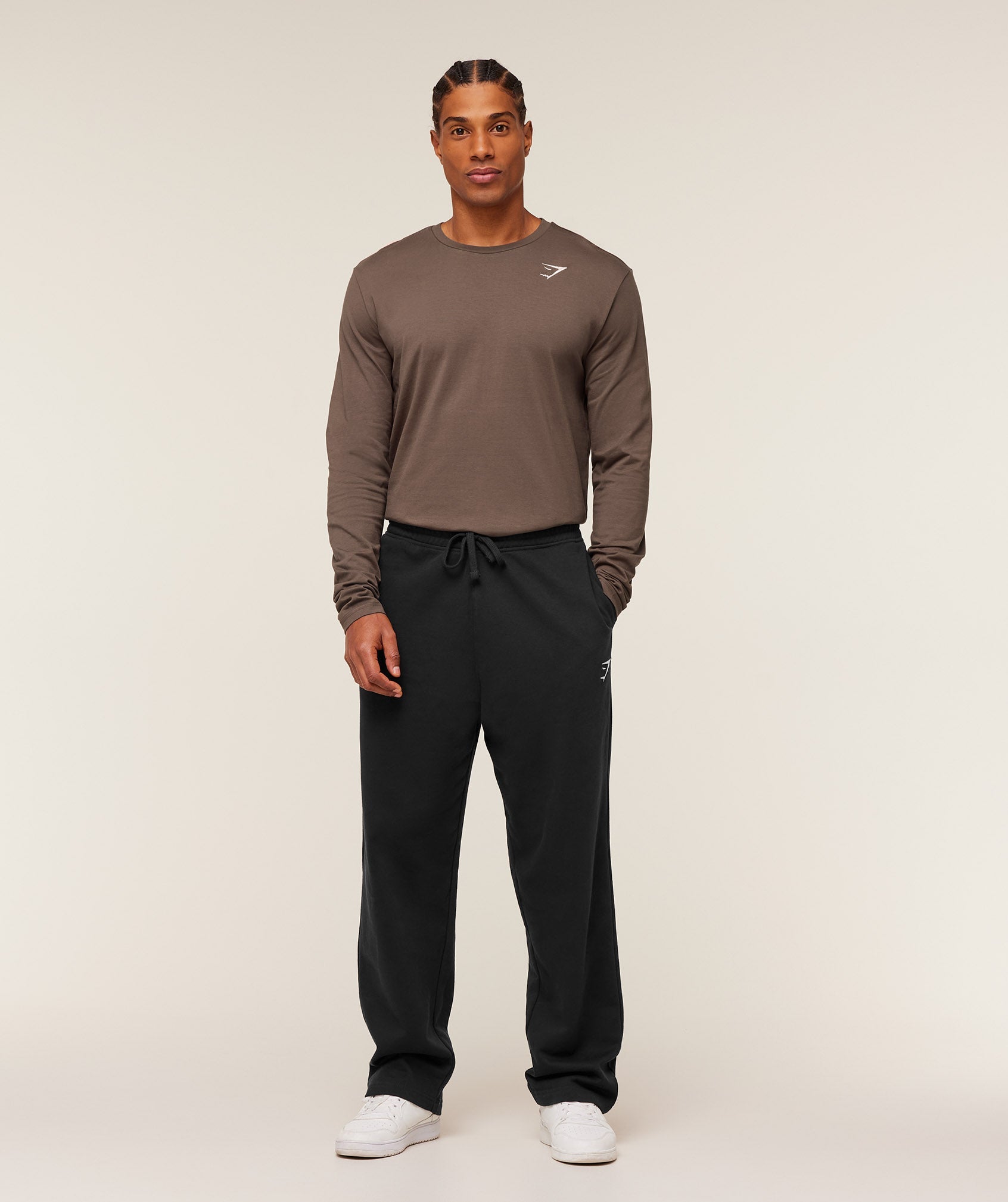 Gymshark Crest Long Sleeve T-Shirt - Soft Brown