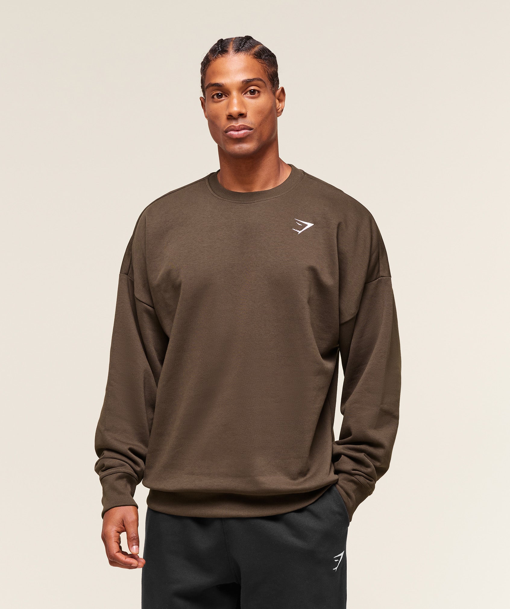 Gymshark Crest Oversized Crew - Archive Brown