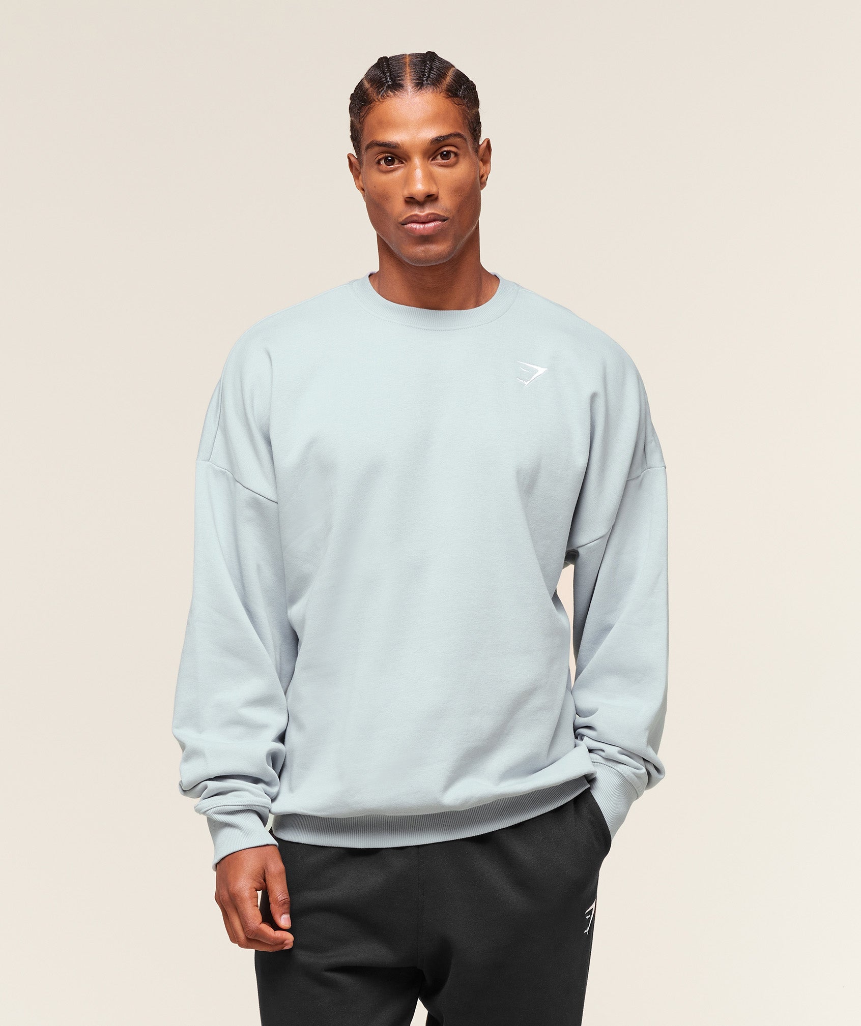 Gymshark Crest Oversized Crew - Smoke Blue