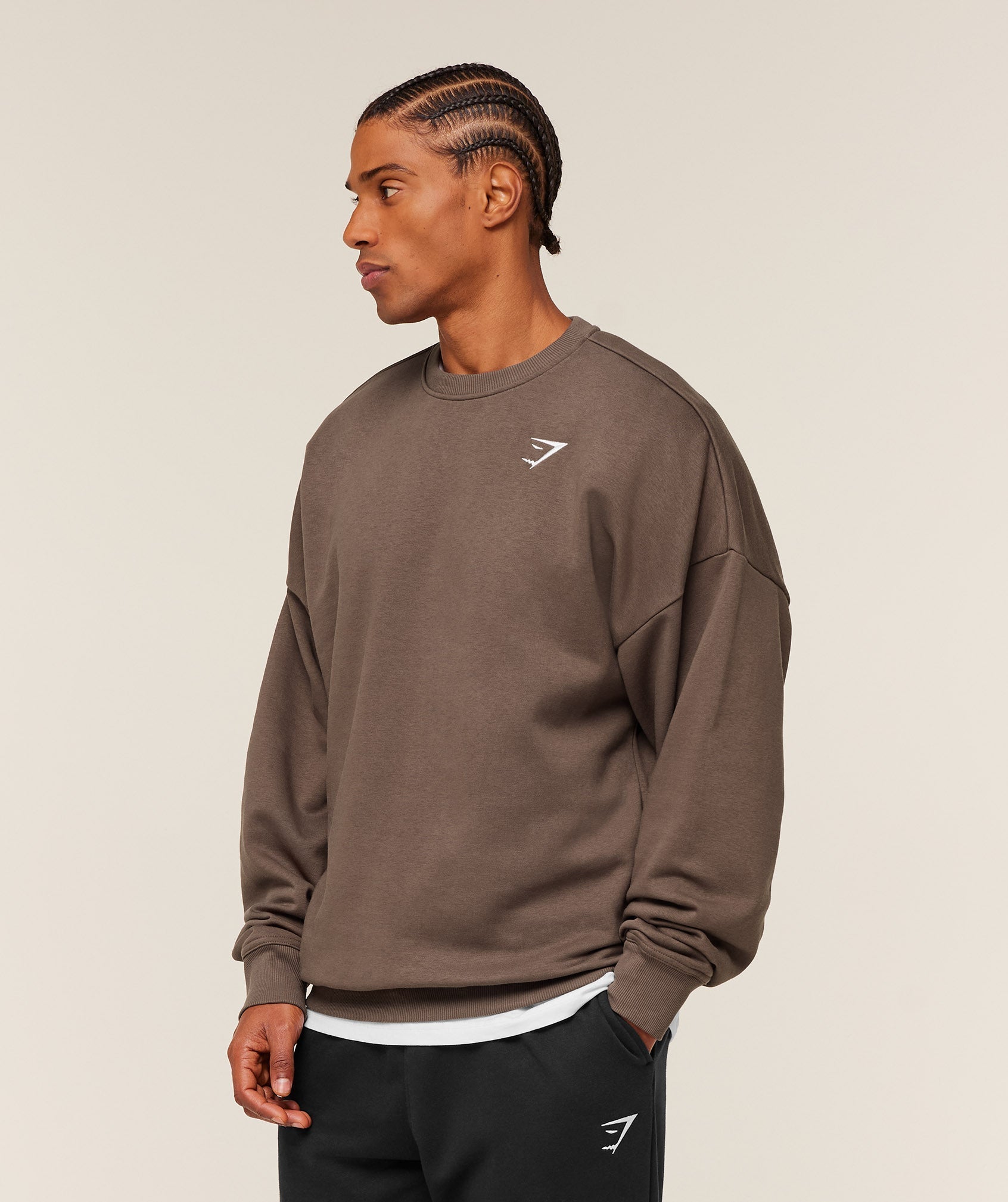 Gymshark Oversized Crest Crew - Soft Brown