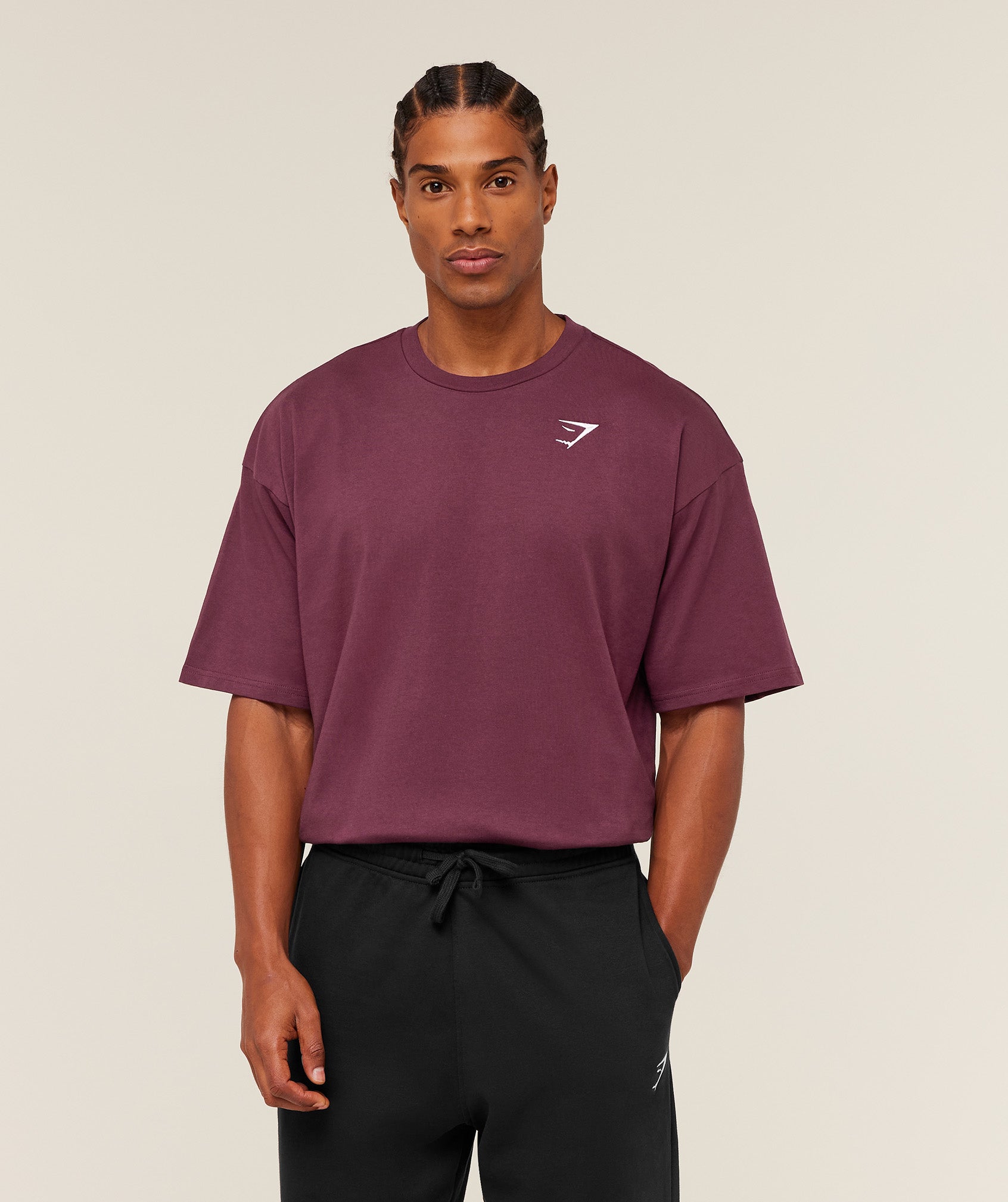 Gymshark Crest Oversized T-Shirt - GS Impact Burgundy