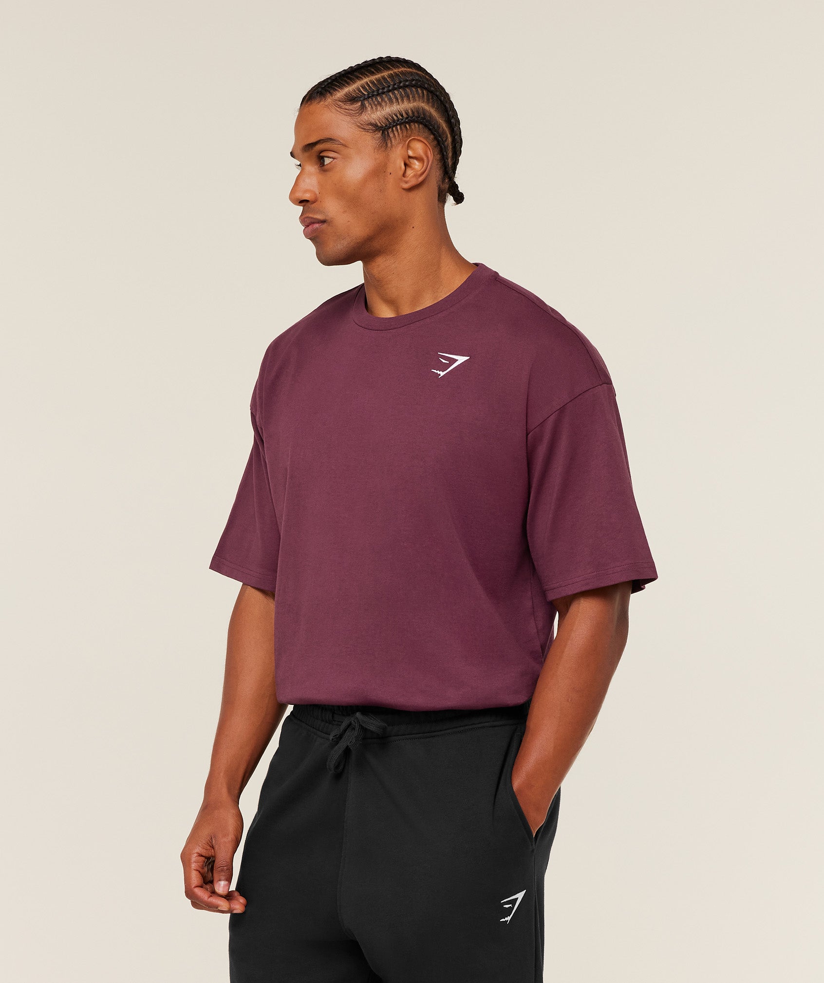 Gymshark Crest Oversized T-Shirt - GS Impact Burgundy