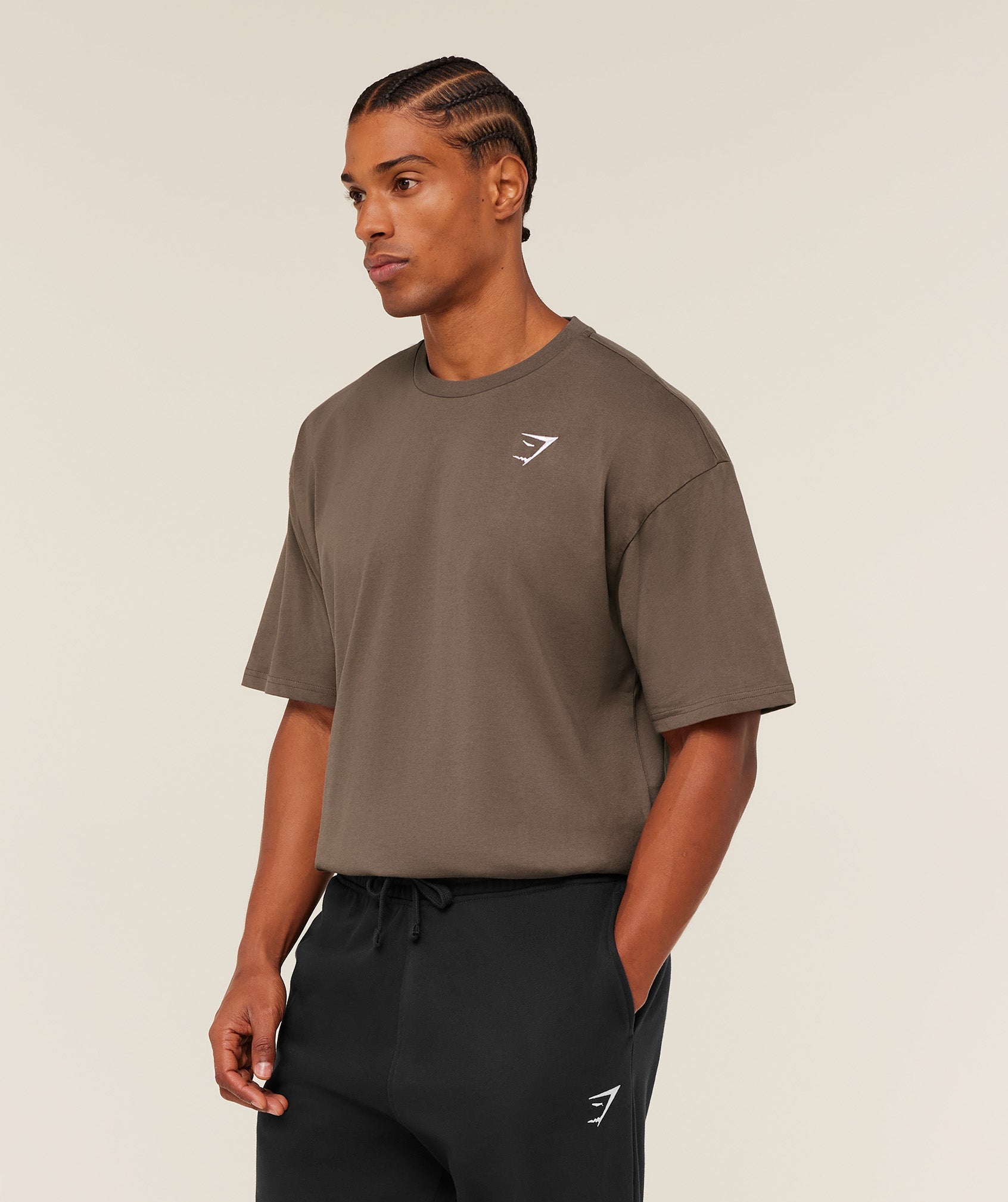 Gymshark Crest Oversized T-Shirt - Soft Brown