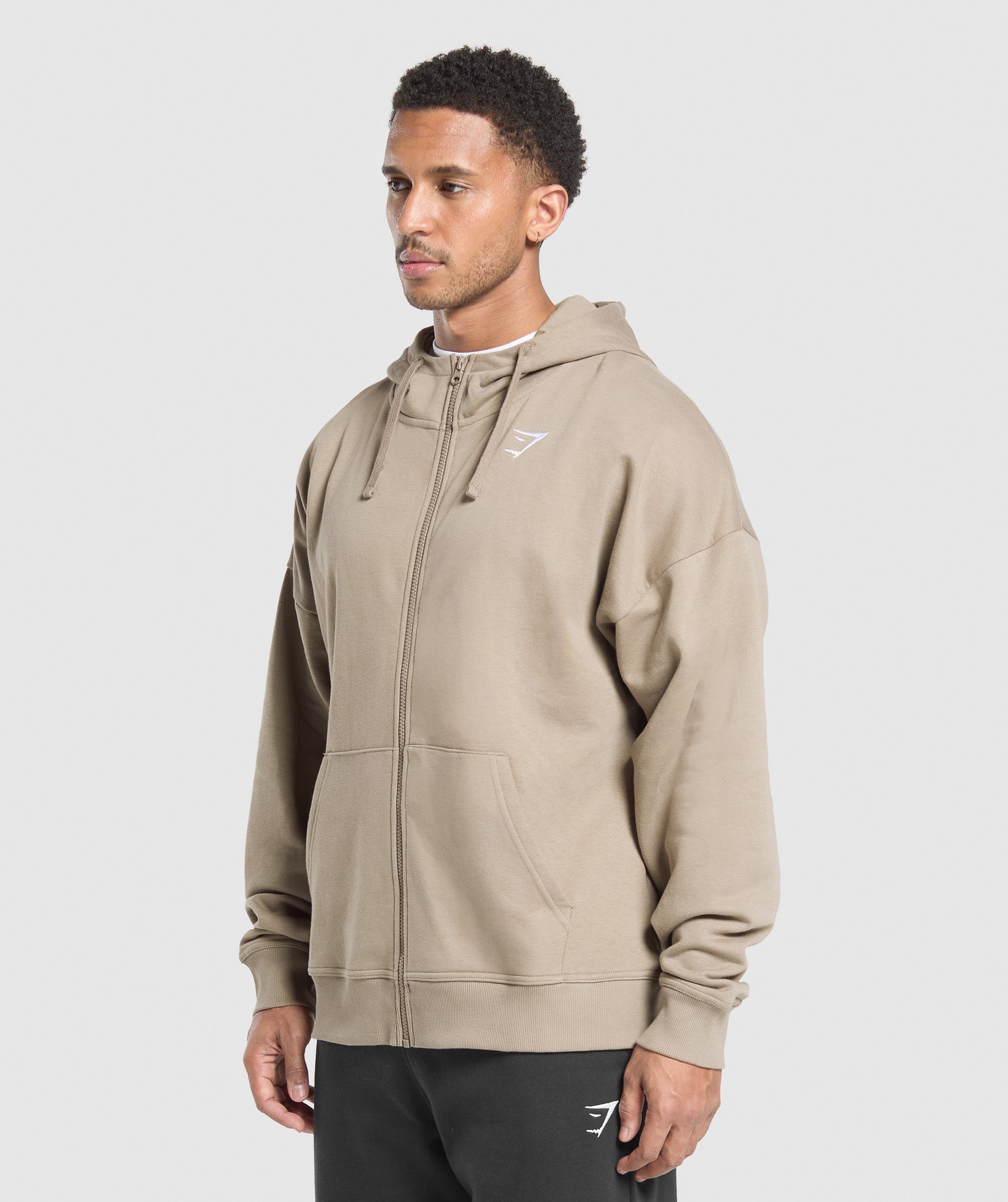 Gymshark Crest Oversized Zip Up Hoodie - Lifestyle Brown