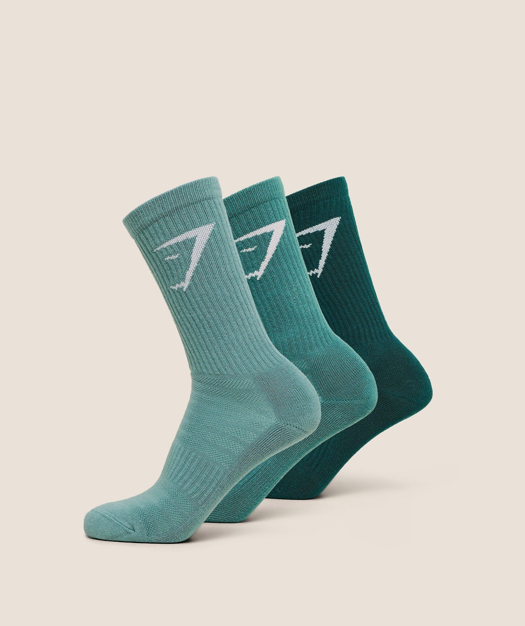 Gymshark Crew Socks 3pk - Muted Teal/Vintage Teal/Weighted Teal