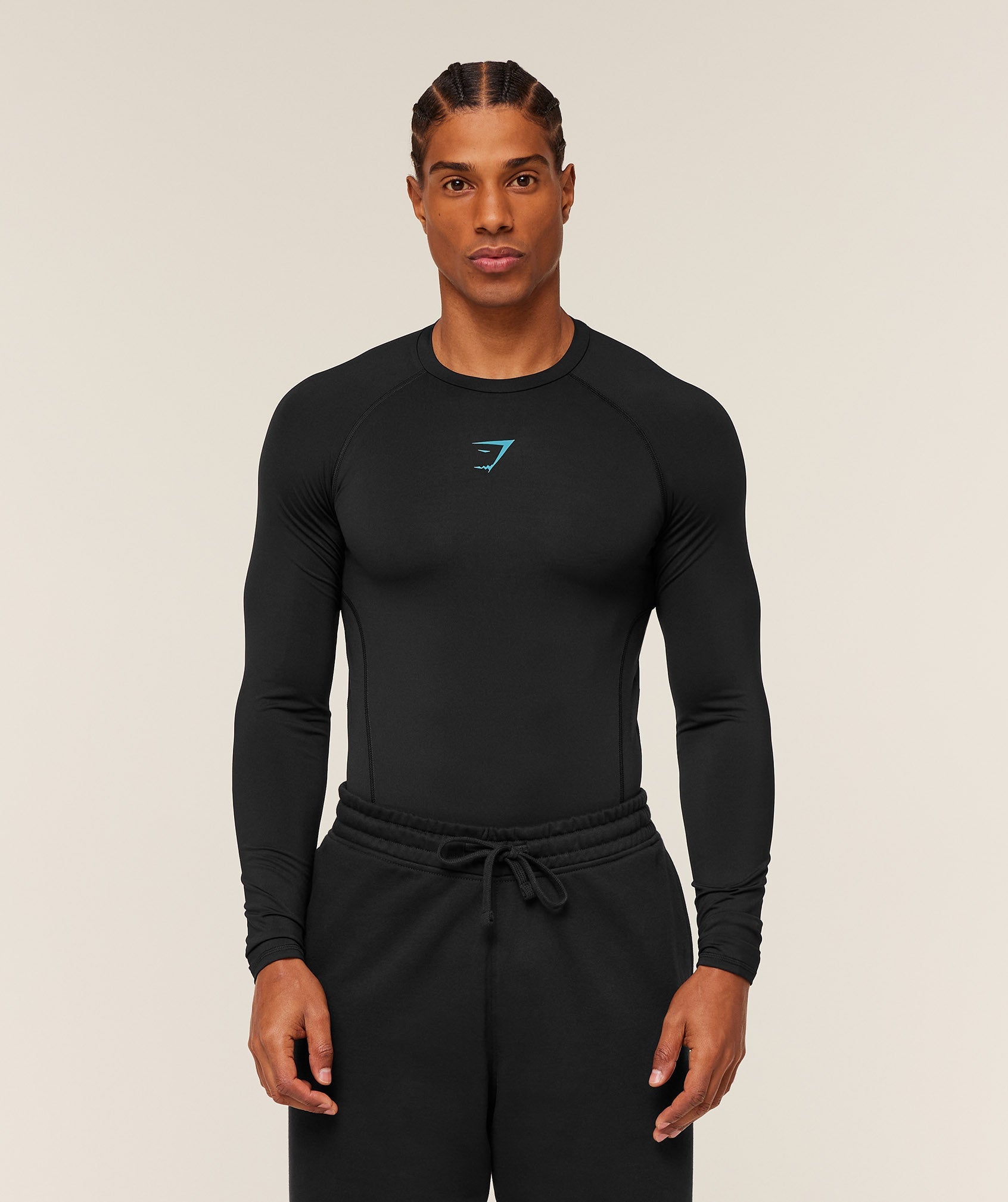 Gymshark Element Baselayer Long Sleeve T-Shirt - Black/Brand Blue