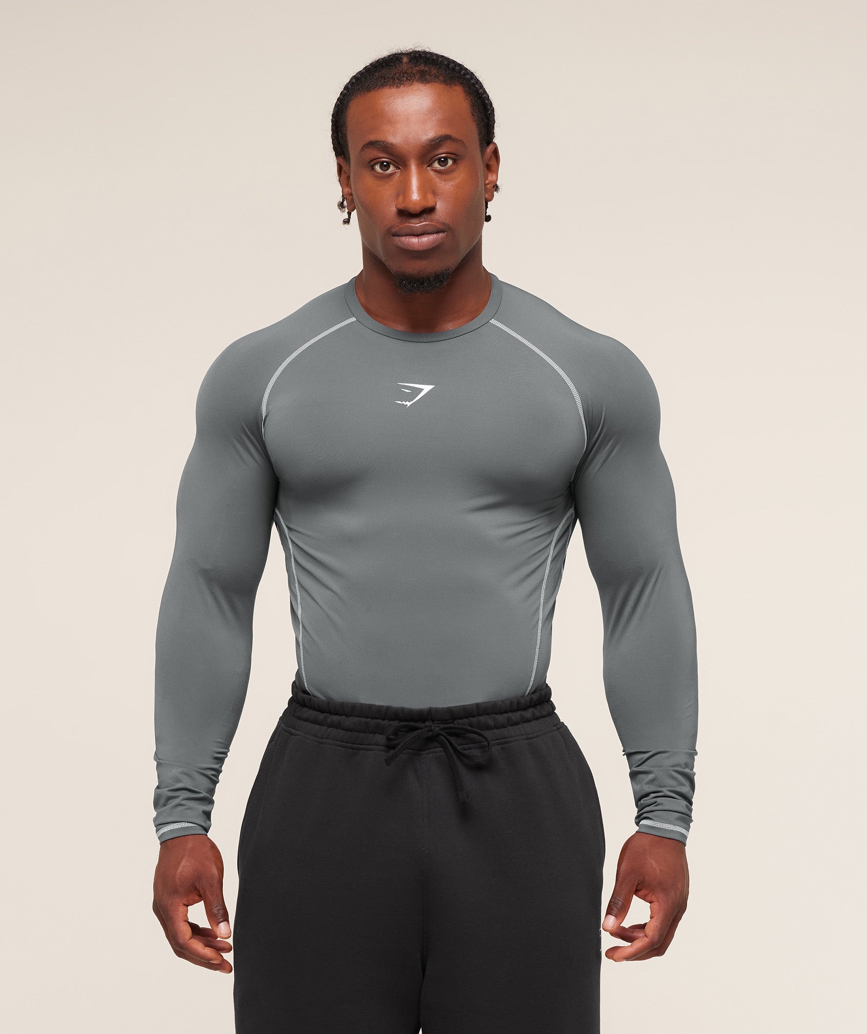 Gymshark Element Baselayer Long Sleeve T-Shirt - Pitch Grey/White