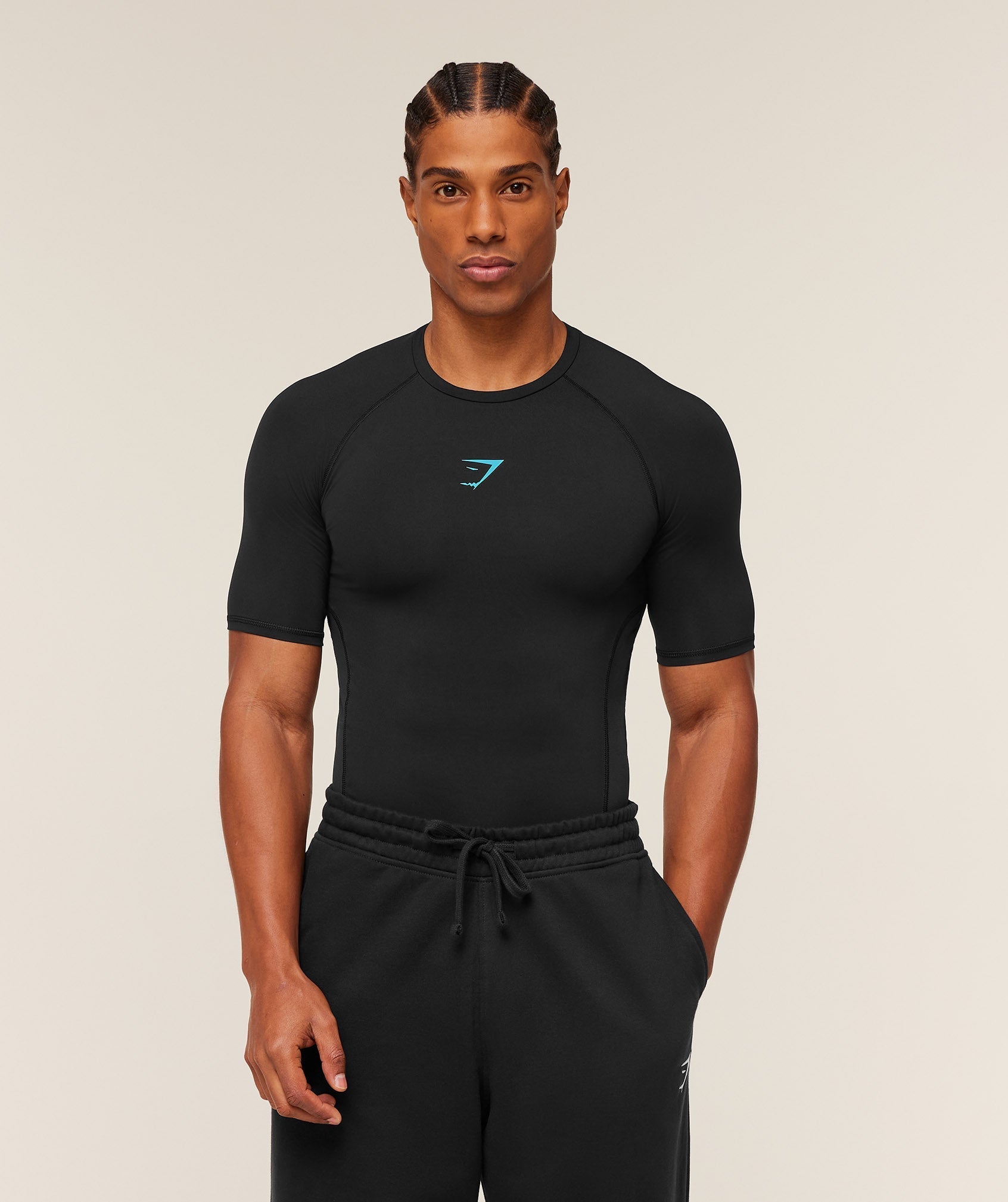 Gymshark Element Baselayer T-Shirt - Black/Brand Blue