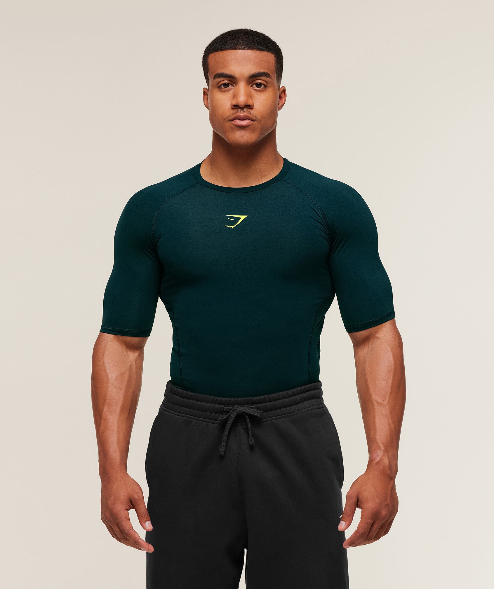 Gymshark Element Baselayer T-Shirt - Deep Petrol Blue/Sorbet Yellow