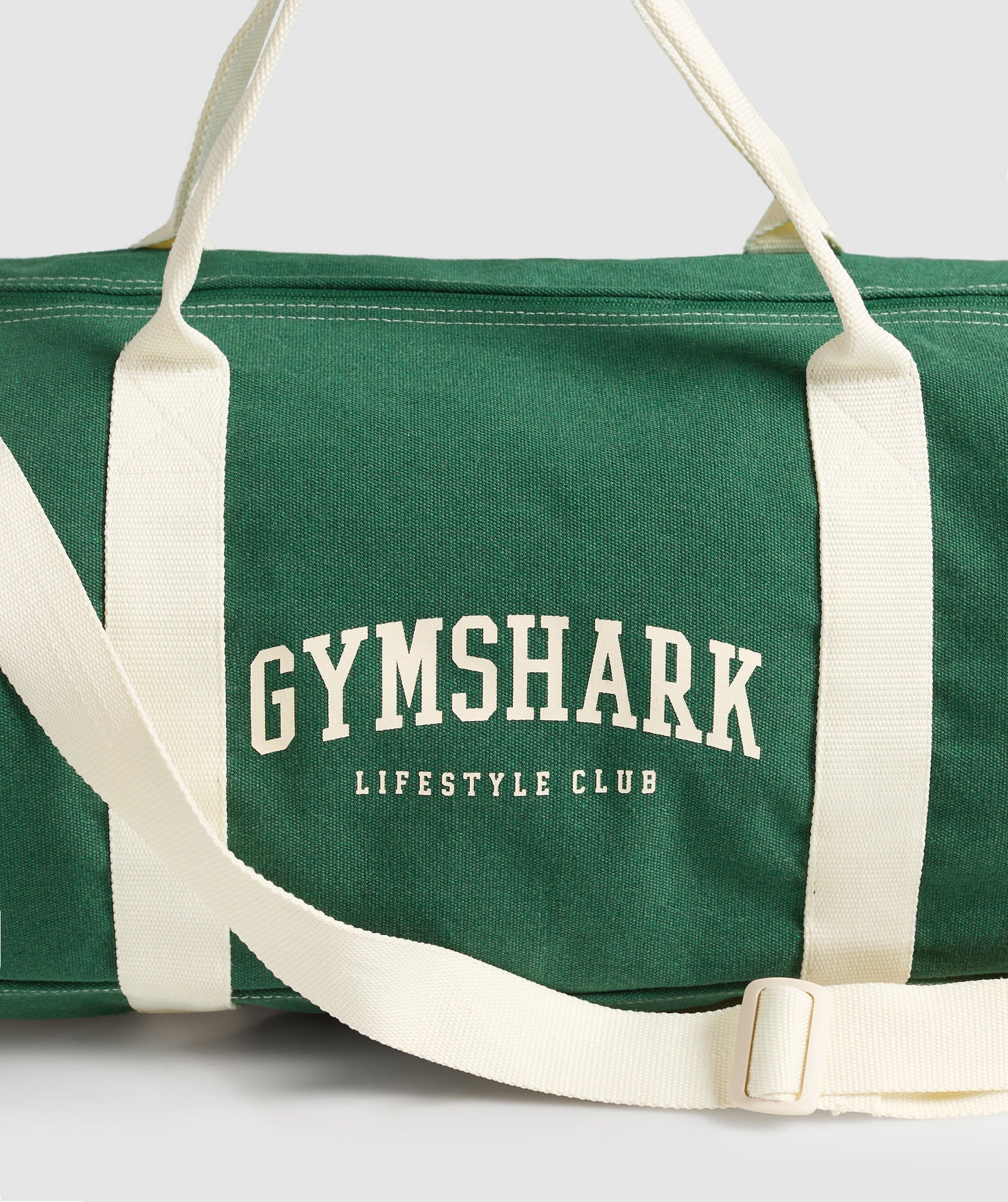 Gymshark Collegiate Canvas Duffle - Classic Green/Oat White