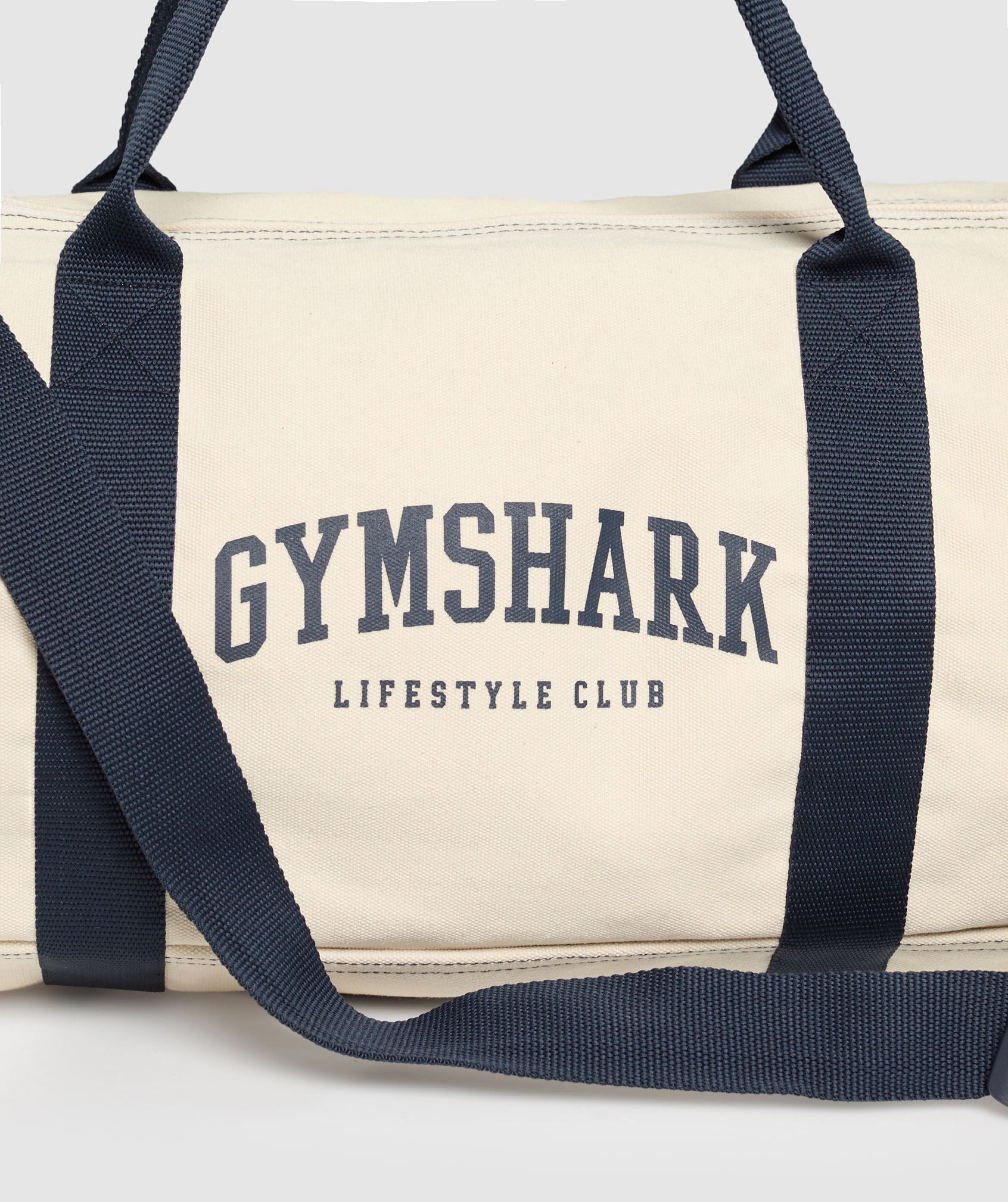 Gymshark Collegiate Canvas Duffle - Oat White/Heavy Blue