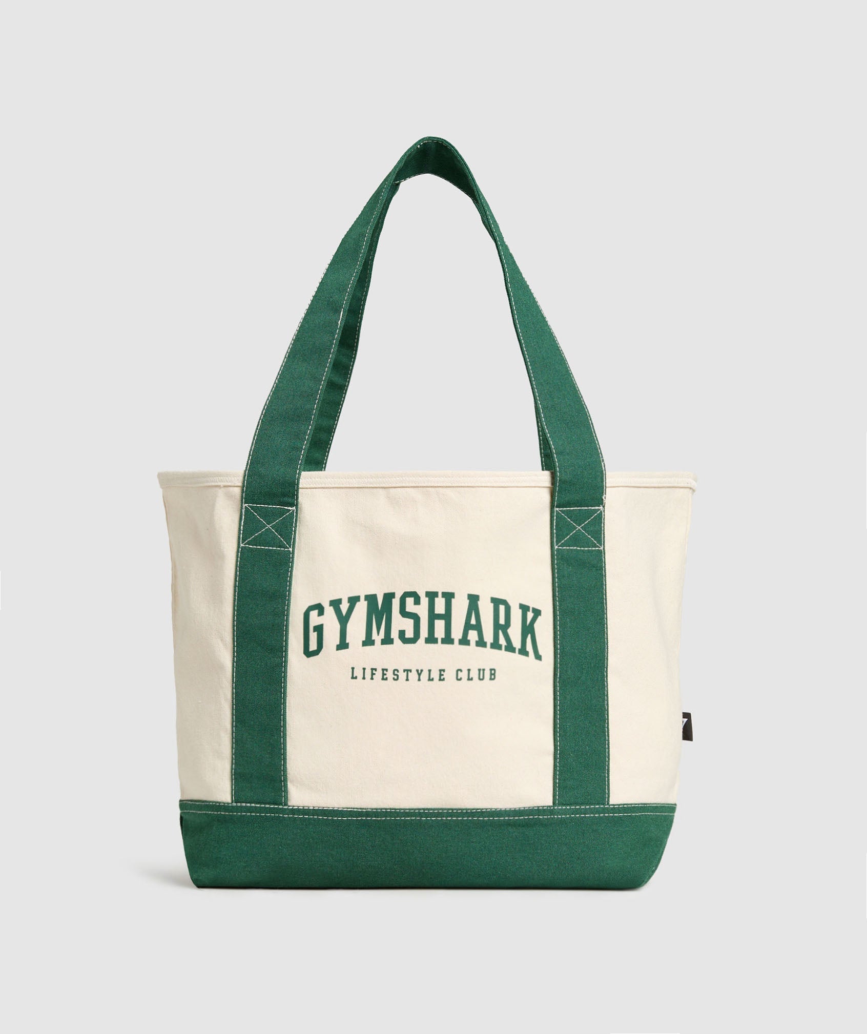 Gymshark Collegiate Oversized Tote - Oat White/Classic Green