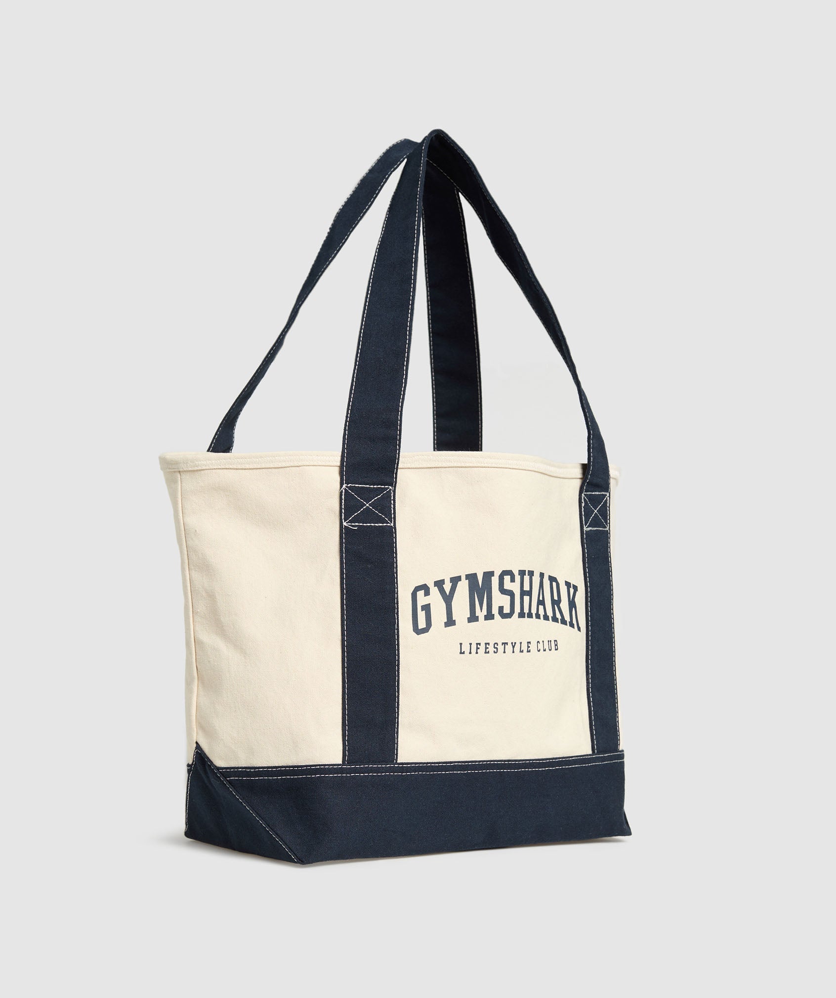 Gymshark Collegiate Oversized Tote - Oat White/Heavy Blue