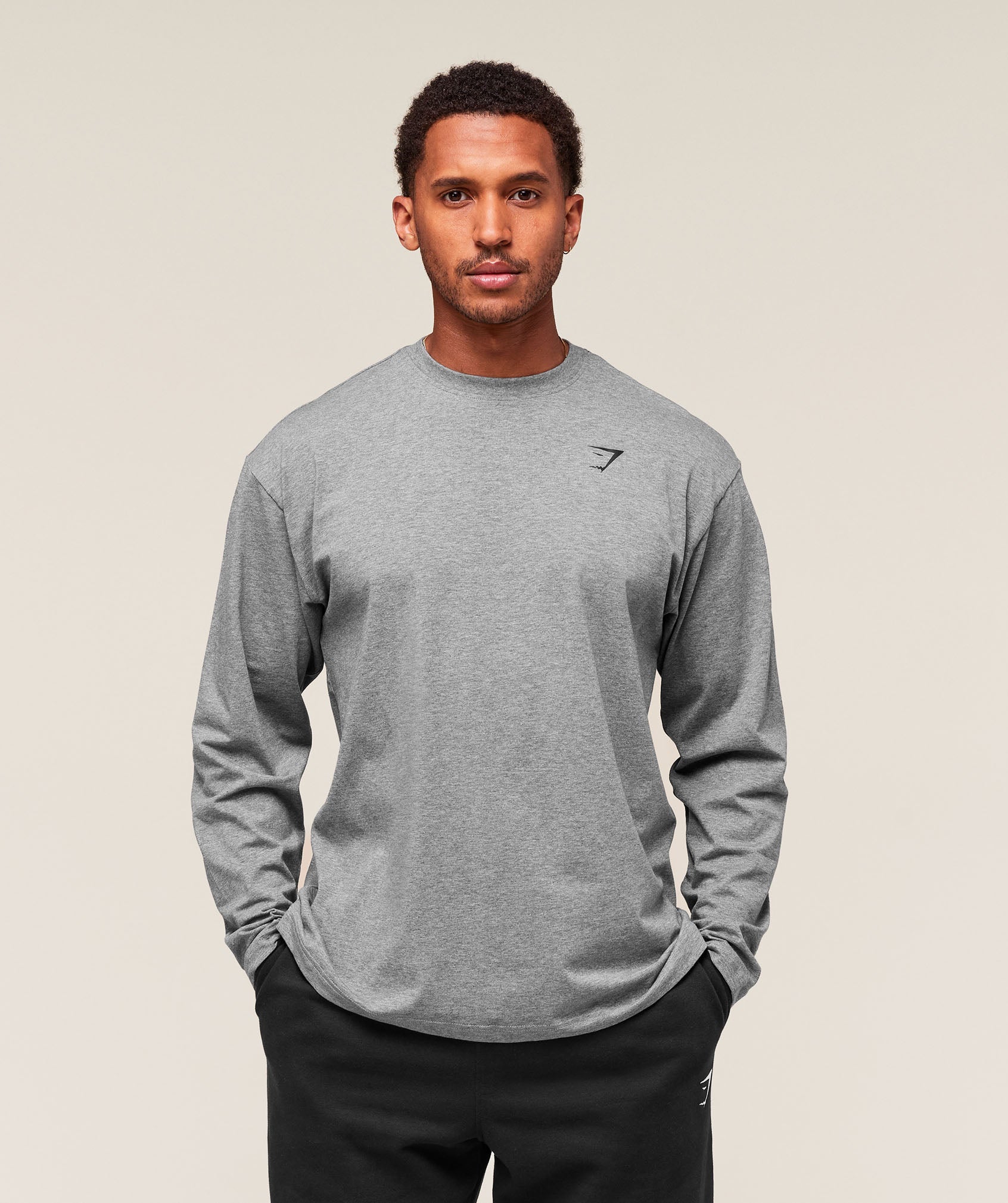 Gymshark Essential Oversized Long Sleeve T-Shirt - Charcoal Core Marl