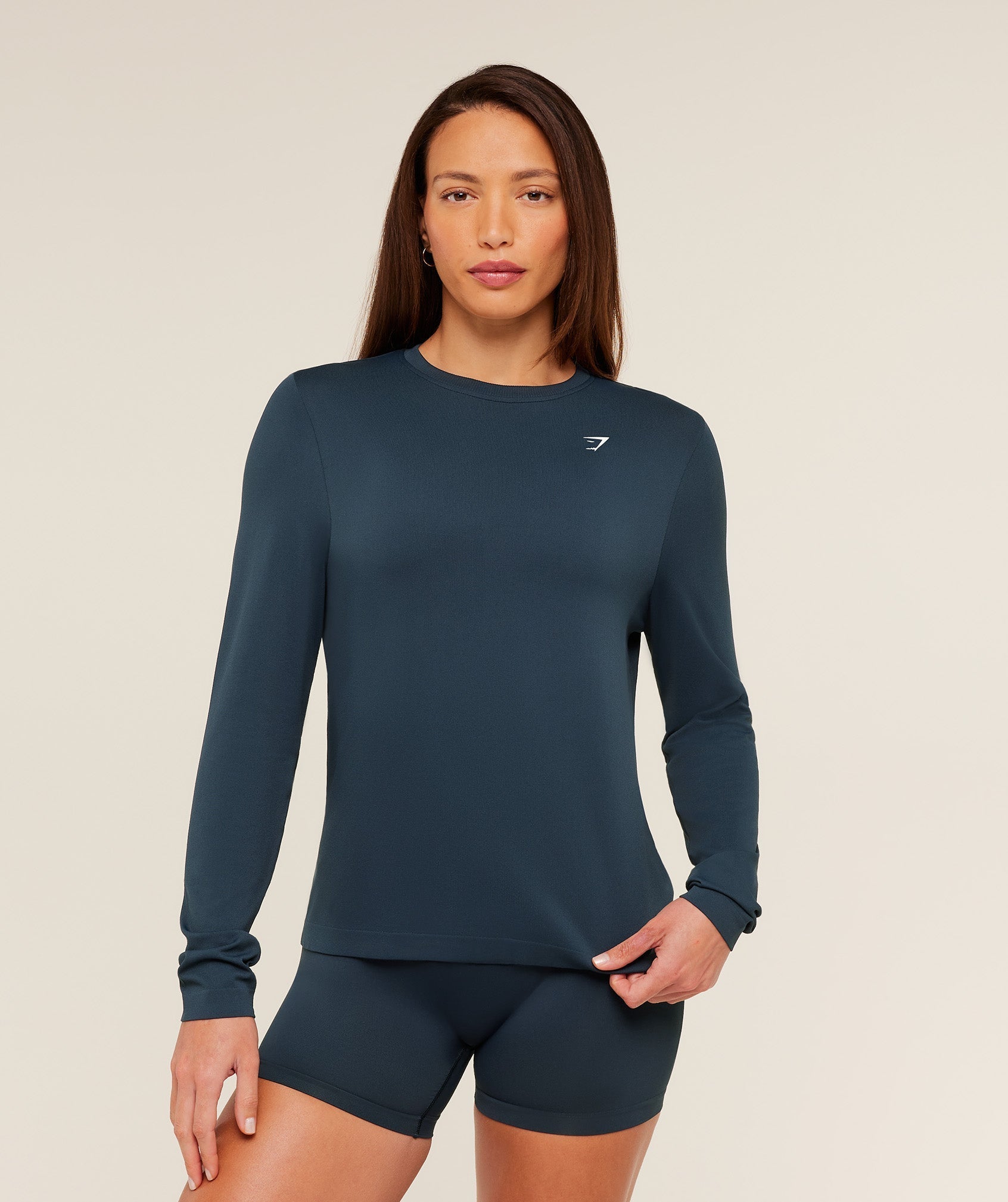 Gymshark Everyday Seamless Long Sleeve Top - Navy