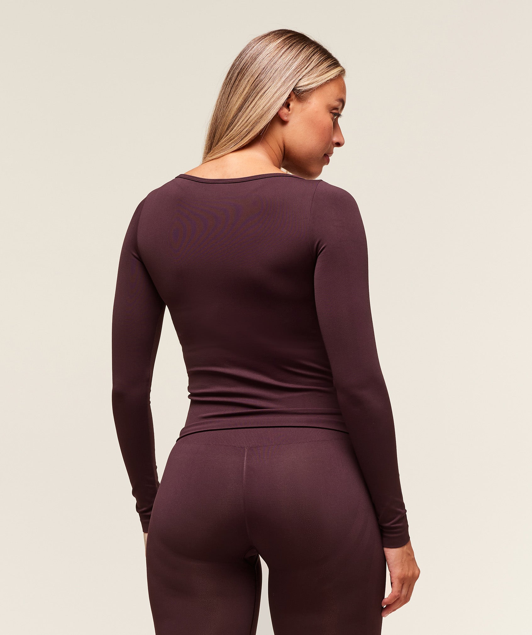 Gymshark Everyday Seamless Wide Neck Long Sleeve Top - Cherry Purple