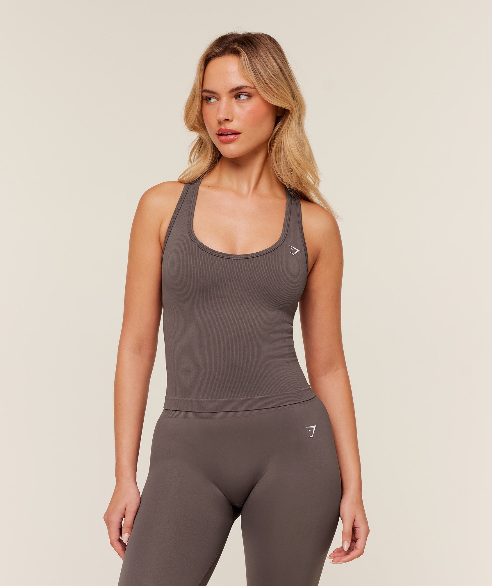 Gymshark Everyday Seamless Ribbed Tank - Cool Brown